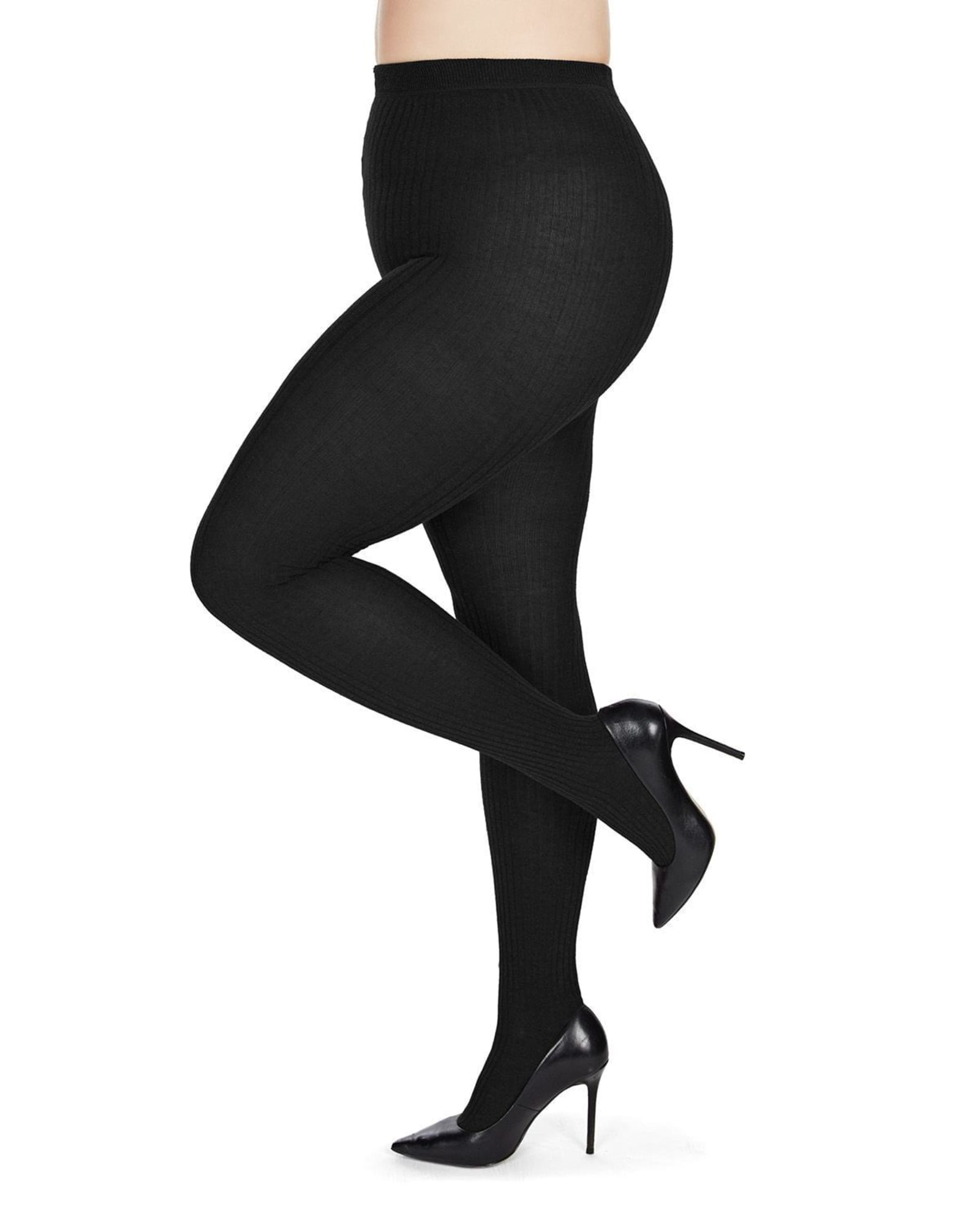 Adeline Tights in Black Matte - Stylish Wrap Over Tights for