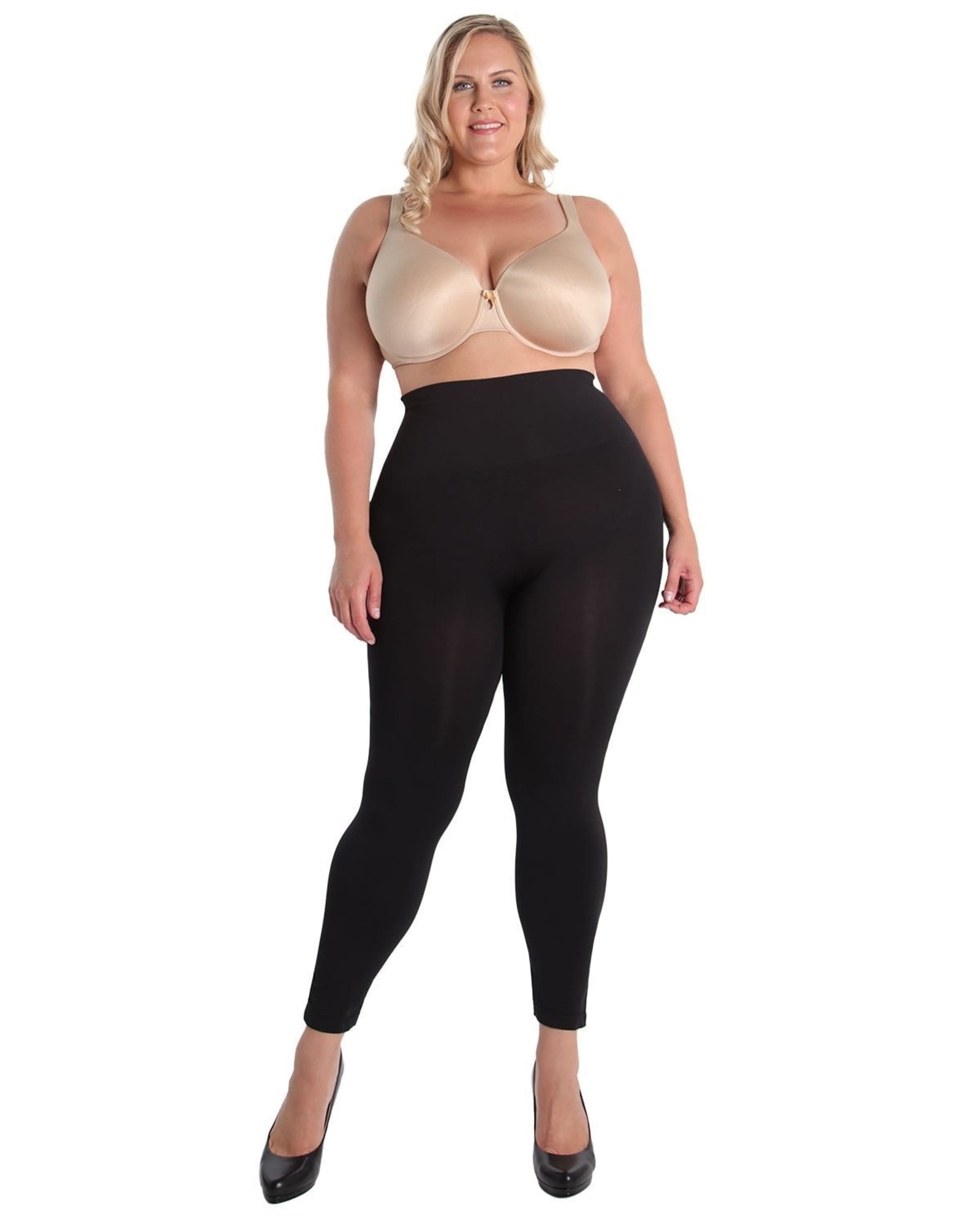 Plus Black Seamless Leggings, Plus Size