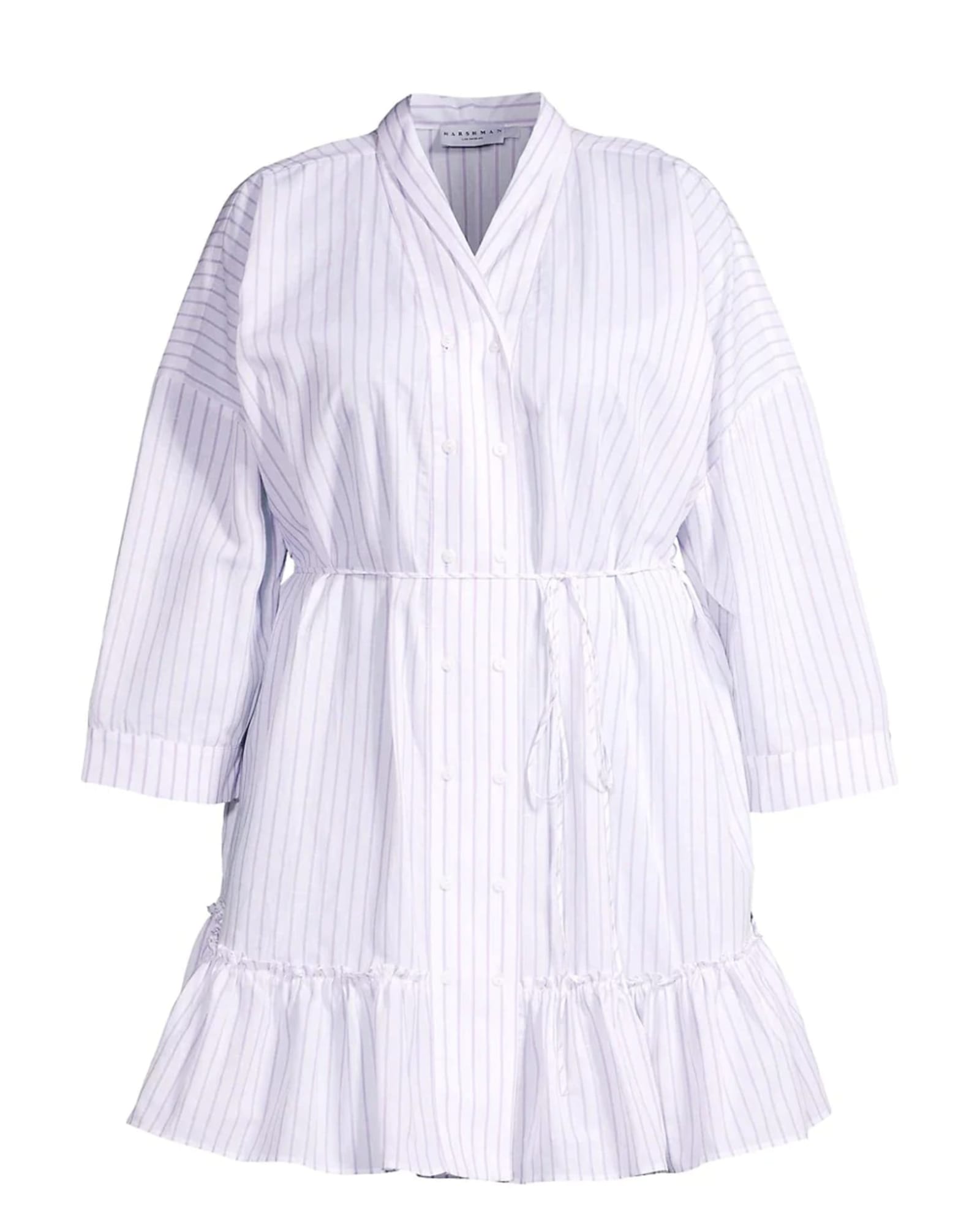 Nebbi Caftan Dress | White/Lavender Stripes