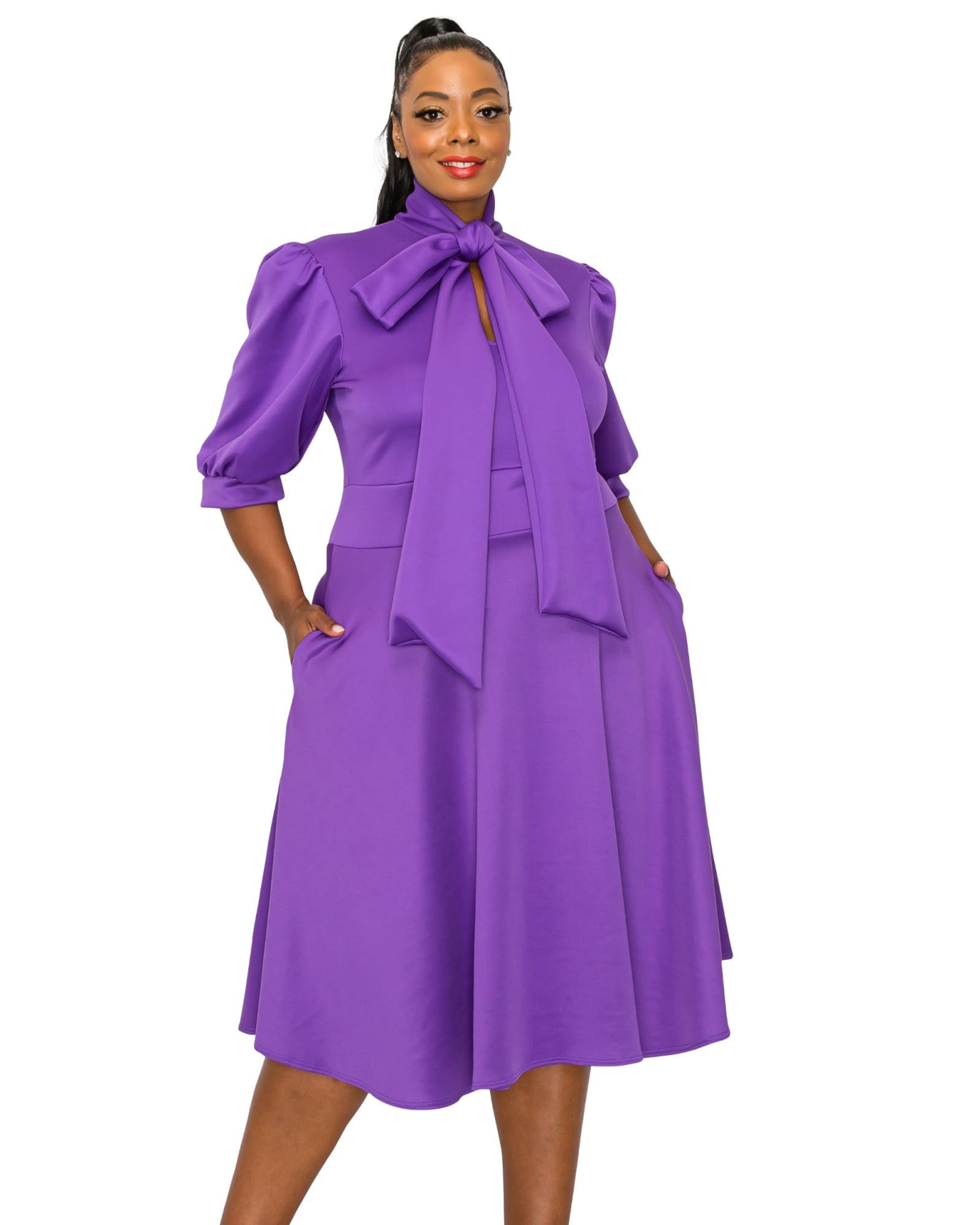 Casey Scuba Flare Dress | Purple