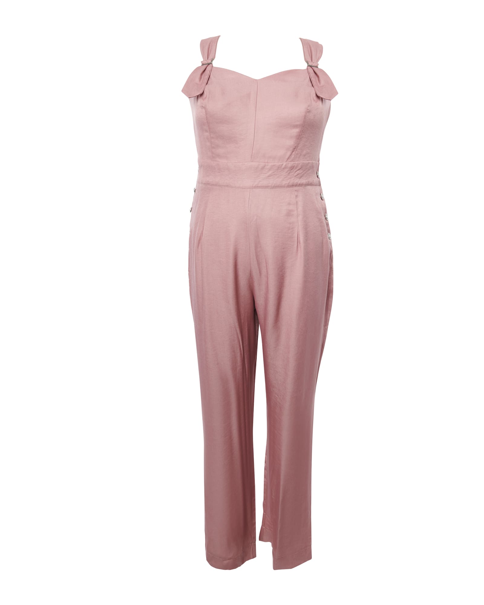 Unique Vintage Rose Chambray Tie Back Overalls | Pink