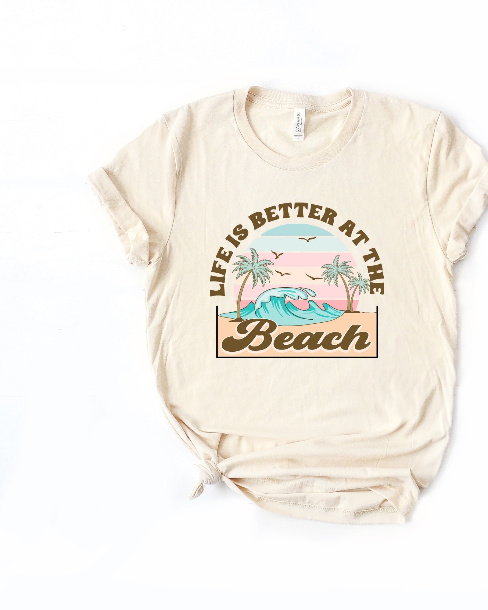 Better At The Beach Wave Short Sleeve Graphic Tee | Cream