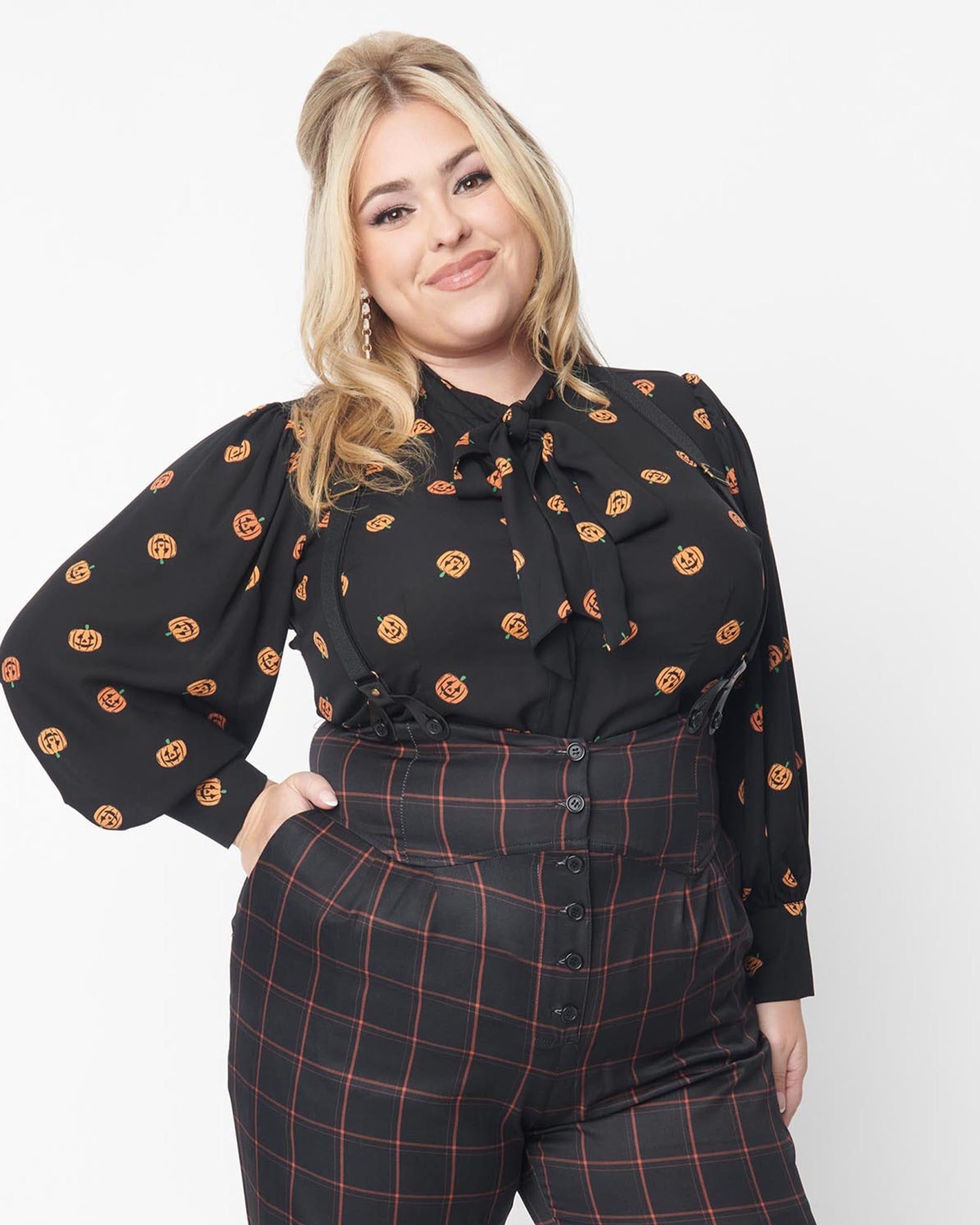 Plus Size Bow Tie Blouse