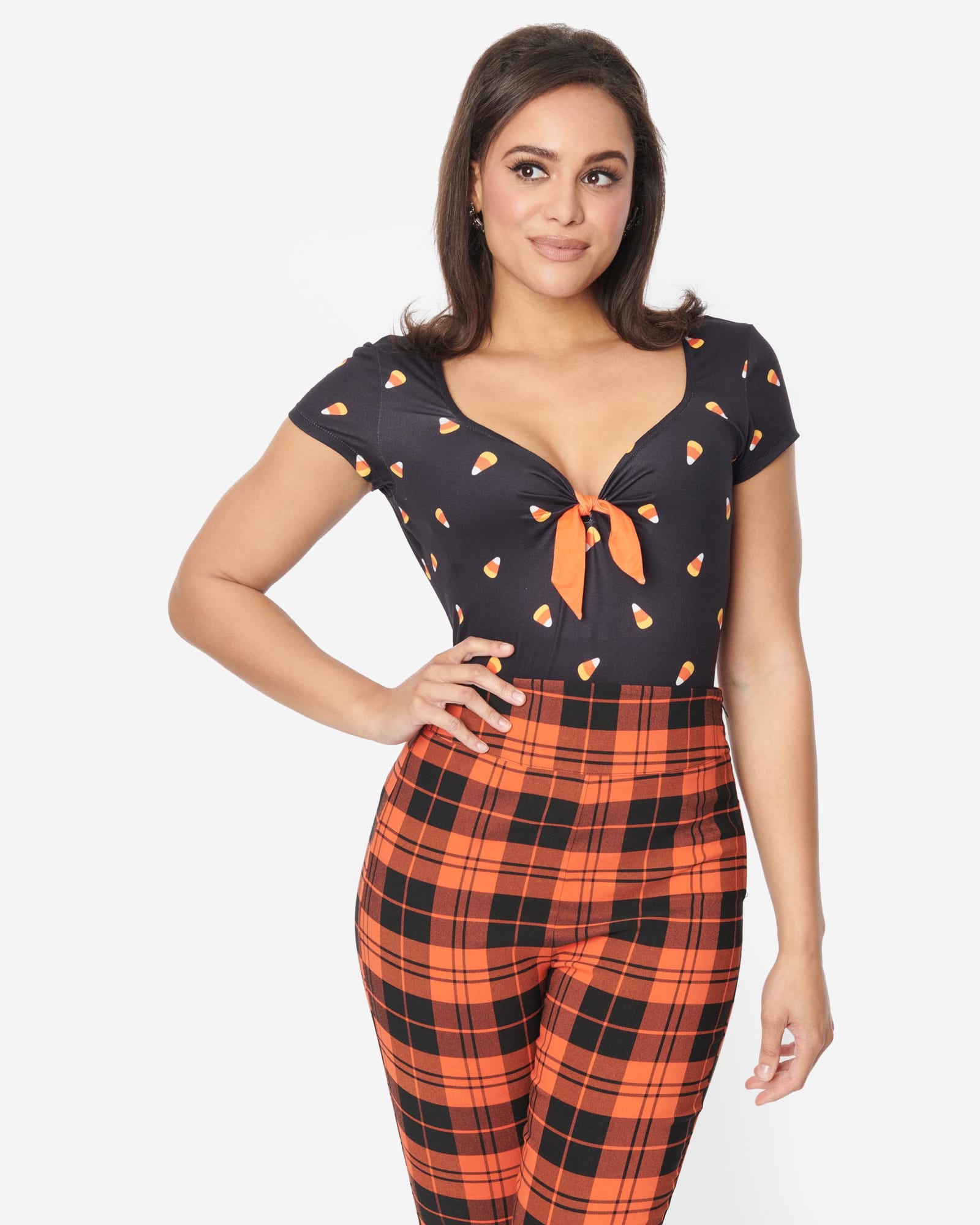 Unique Vintage Black Candy Corn Sweetheart Rosemary Top | Black, candy corn print