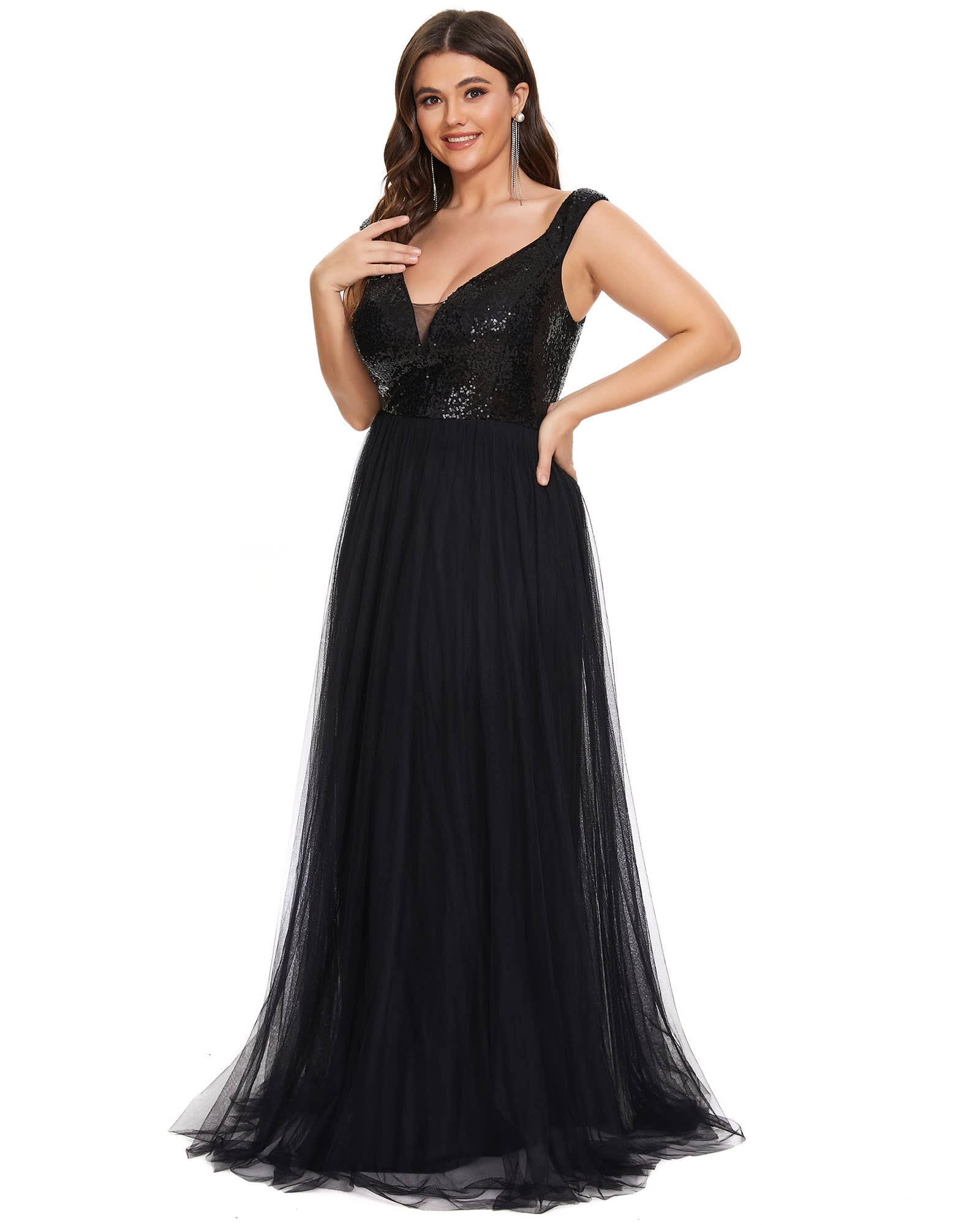 Sequin Off the Shoulder Maxi Tulle Evening Dress | Black