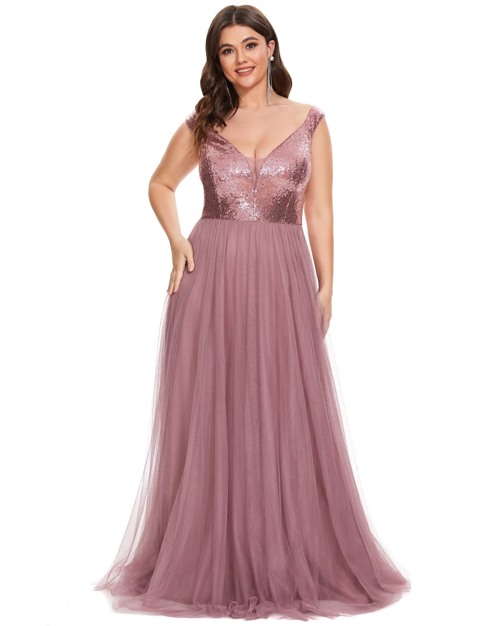 Sequin Off the Shoulder Maxi Tulle Evening Dress | Purple Orchid