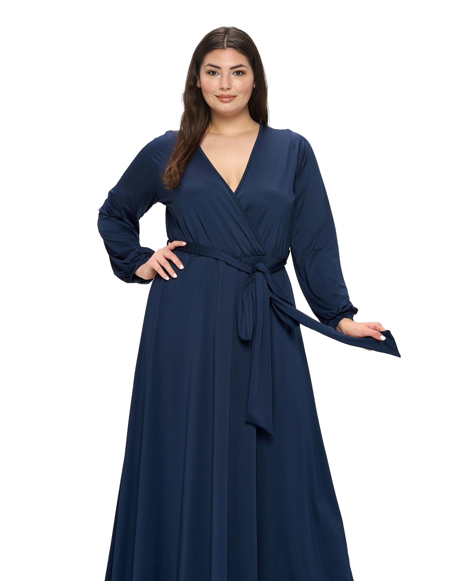 Plus Size Surplice Bodice Maxi Dress