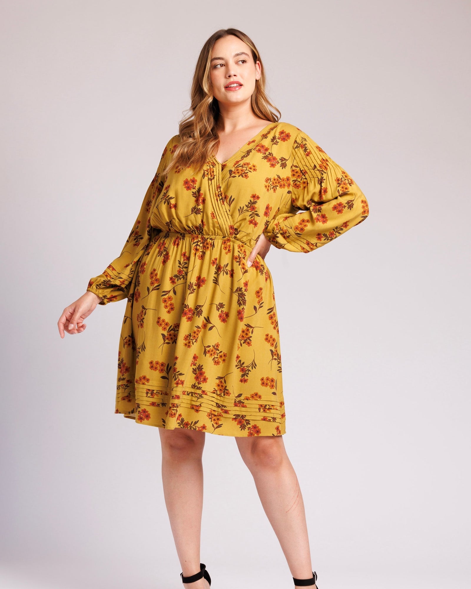 Catherine Long Sleeve Floral Dress | o314 YELLOW