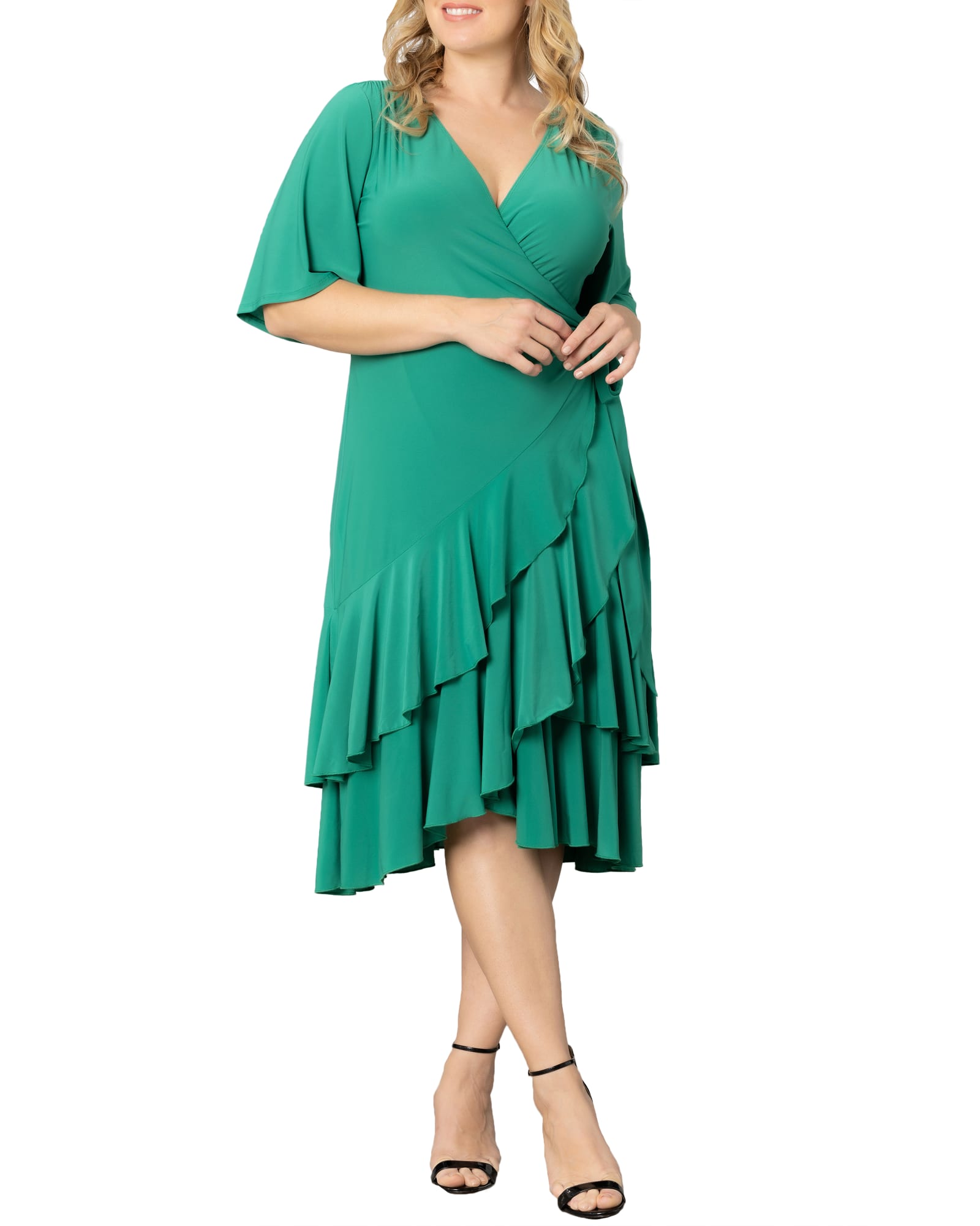 Plus Green Wrap Dress
