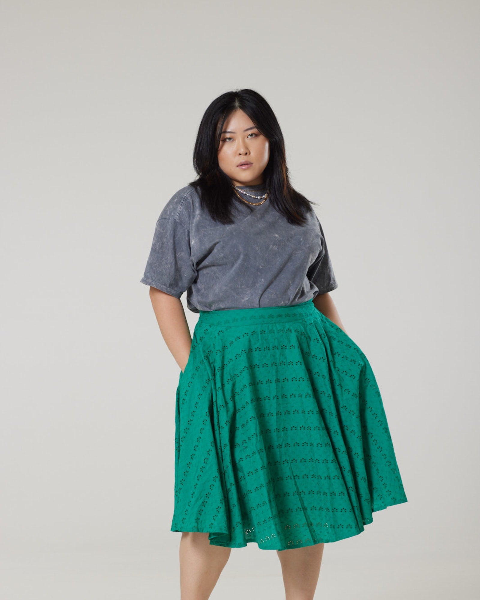 Plus Size Green Skirt