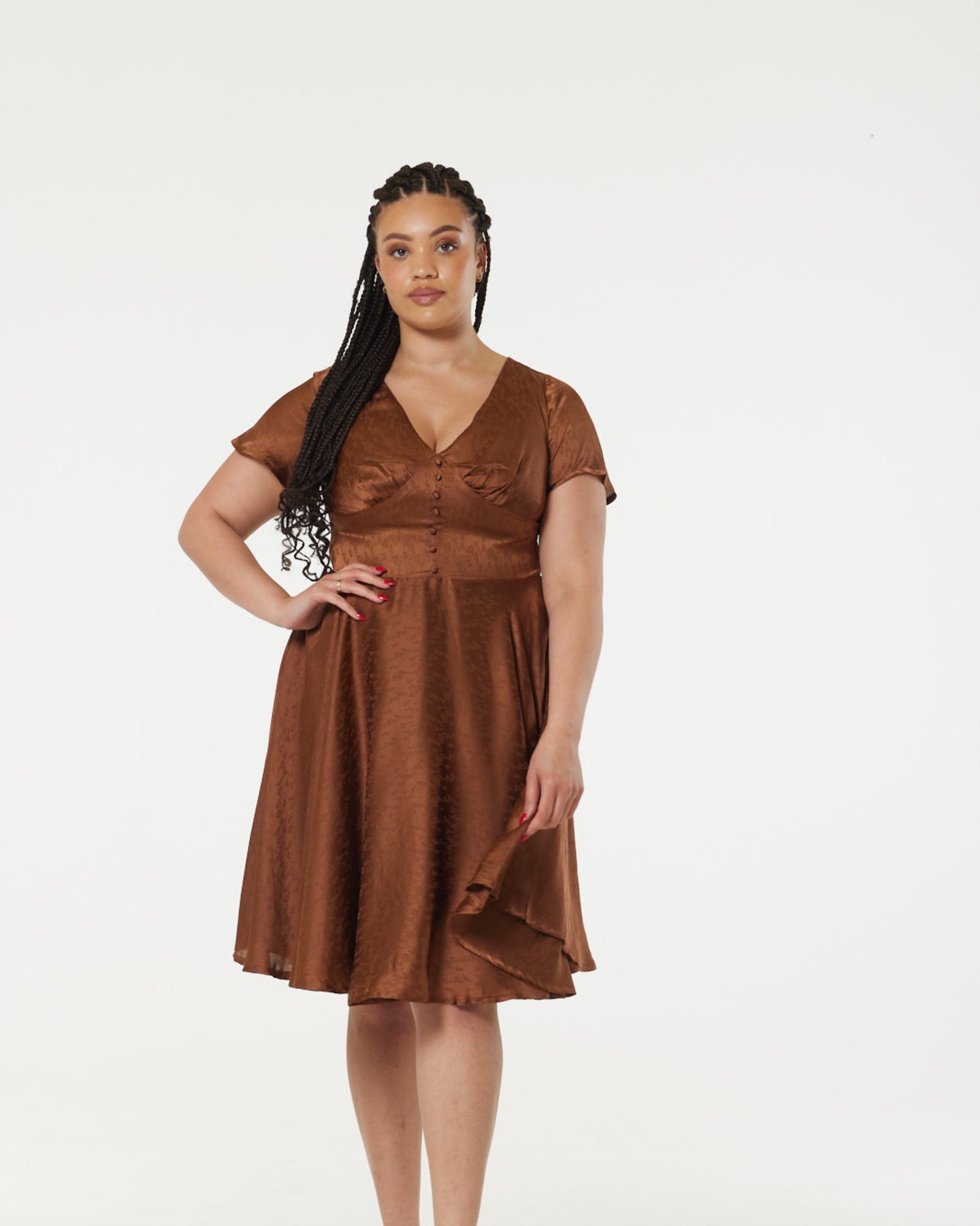 Kaylee Brown Dress in Recycled Fabric | Brown