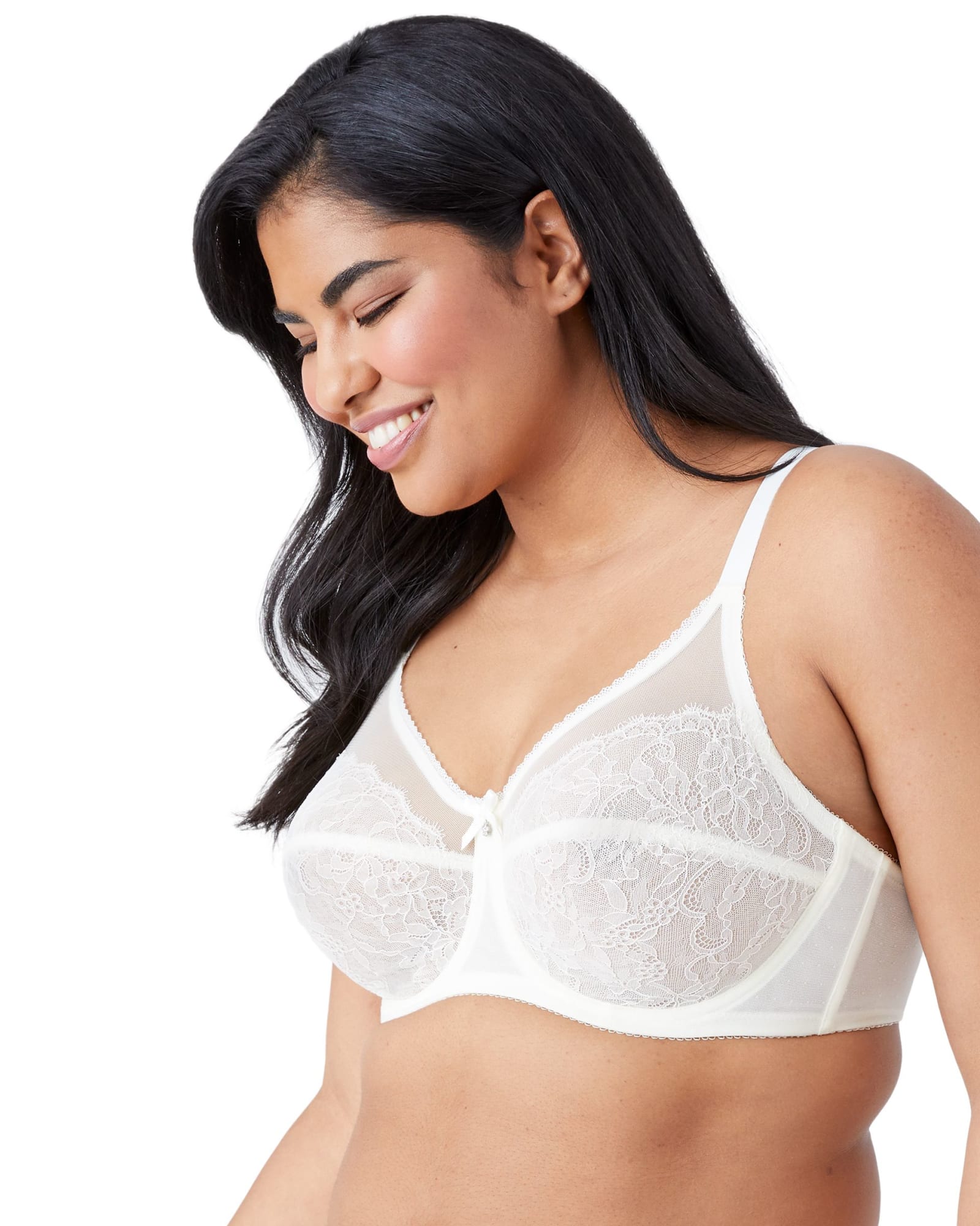 34H Adore Me Lace Overlay Full Coverage Underwire Bra, Light Peach