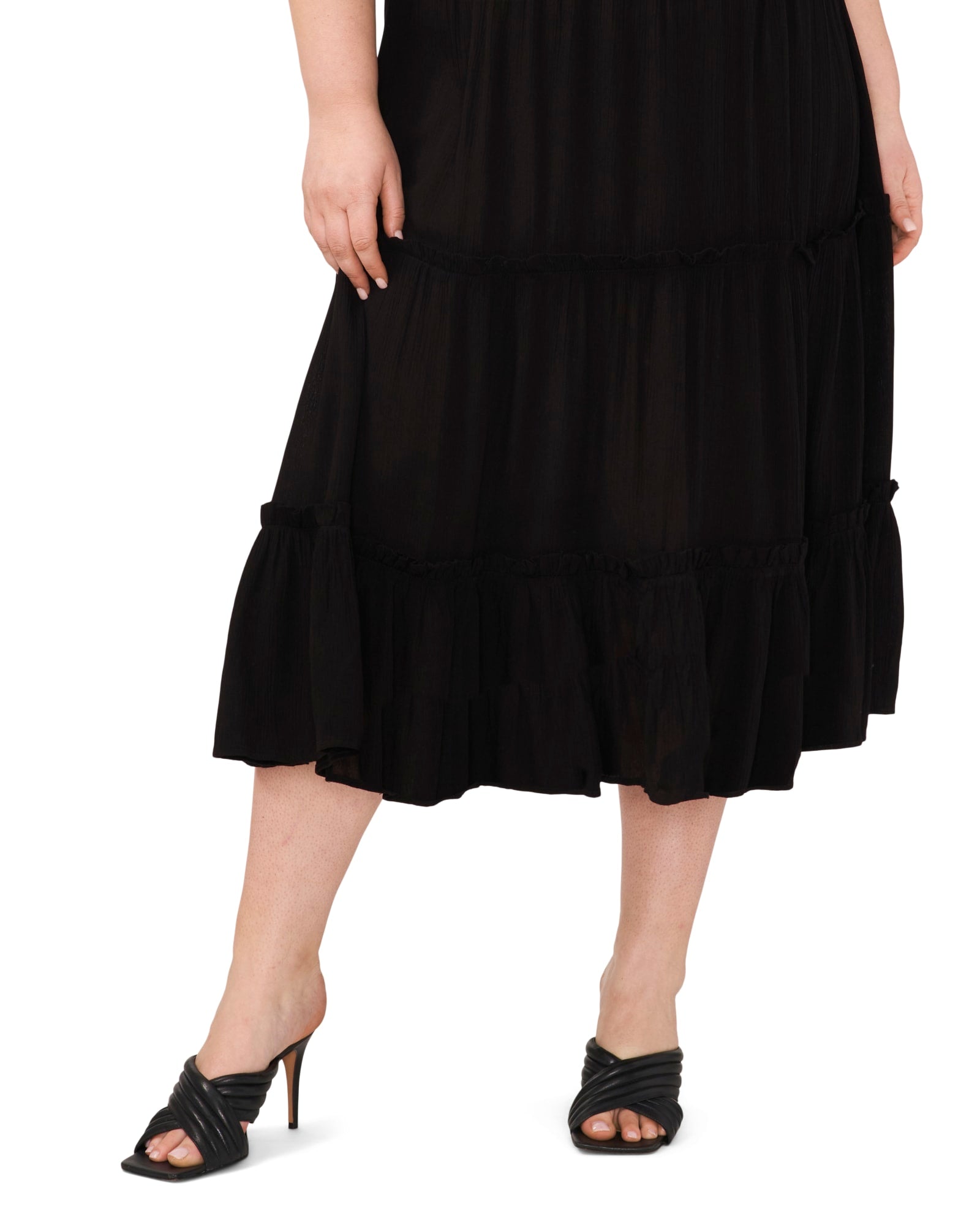 TIERED PULL ON MAXI SKIRT | RICH BLACK