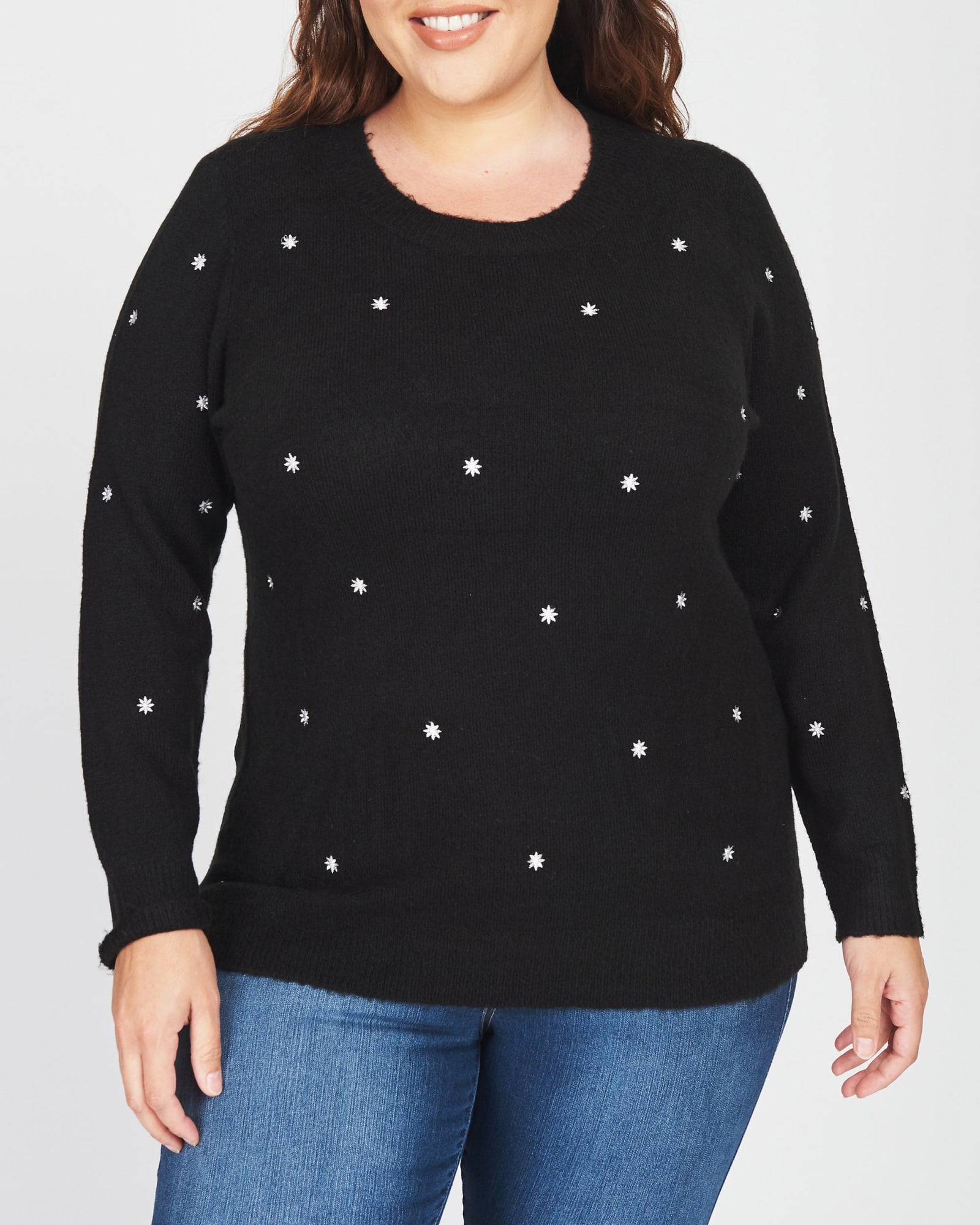 Corrine Embroidered Crew Neck Sweater | M459 BLACK