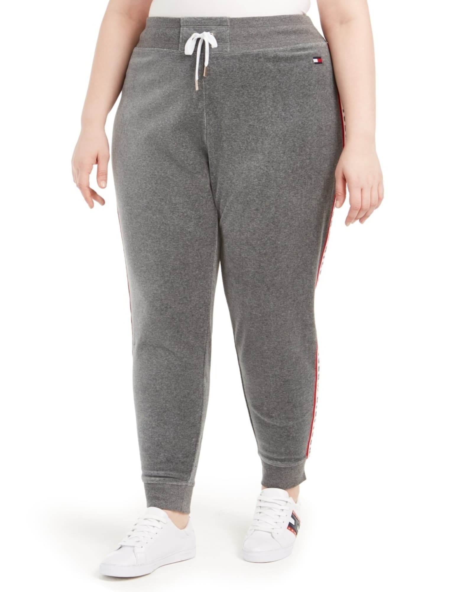 Tommy Hilfiger Women's Sport  Logo Trim Jogger Sweatpants Gray  3X | Gray