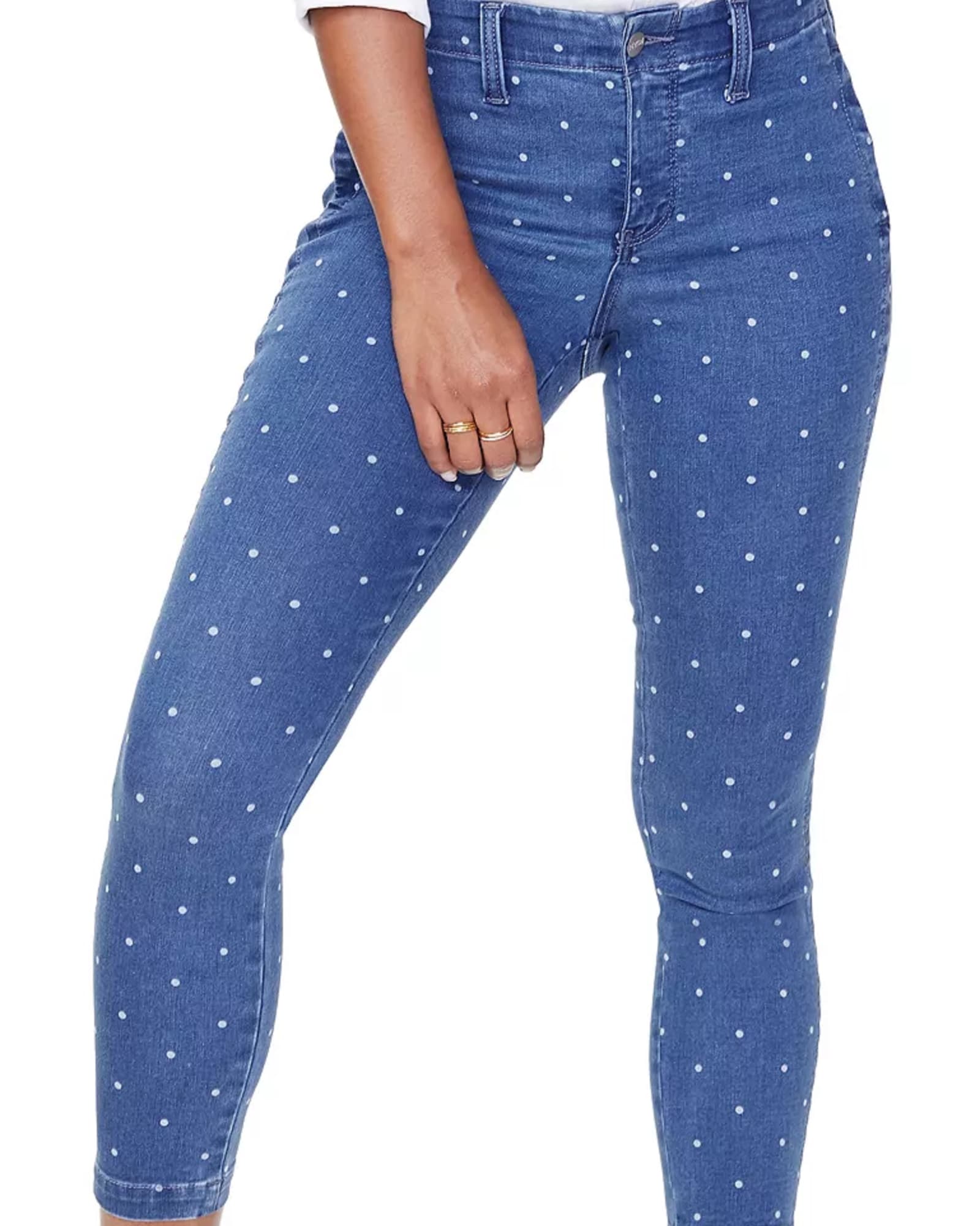 NYDJ Women's  Ankle Polka Dot Skinny Jeans Blue  0 | Blue