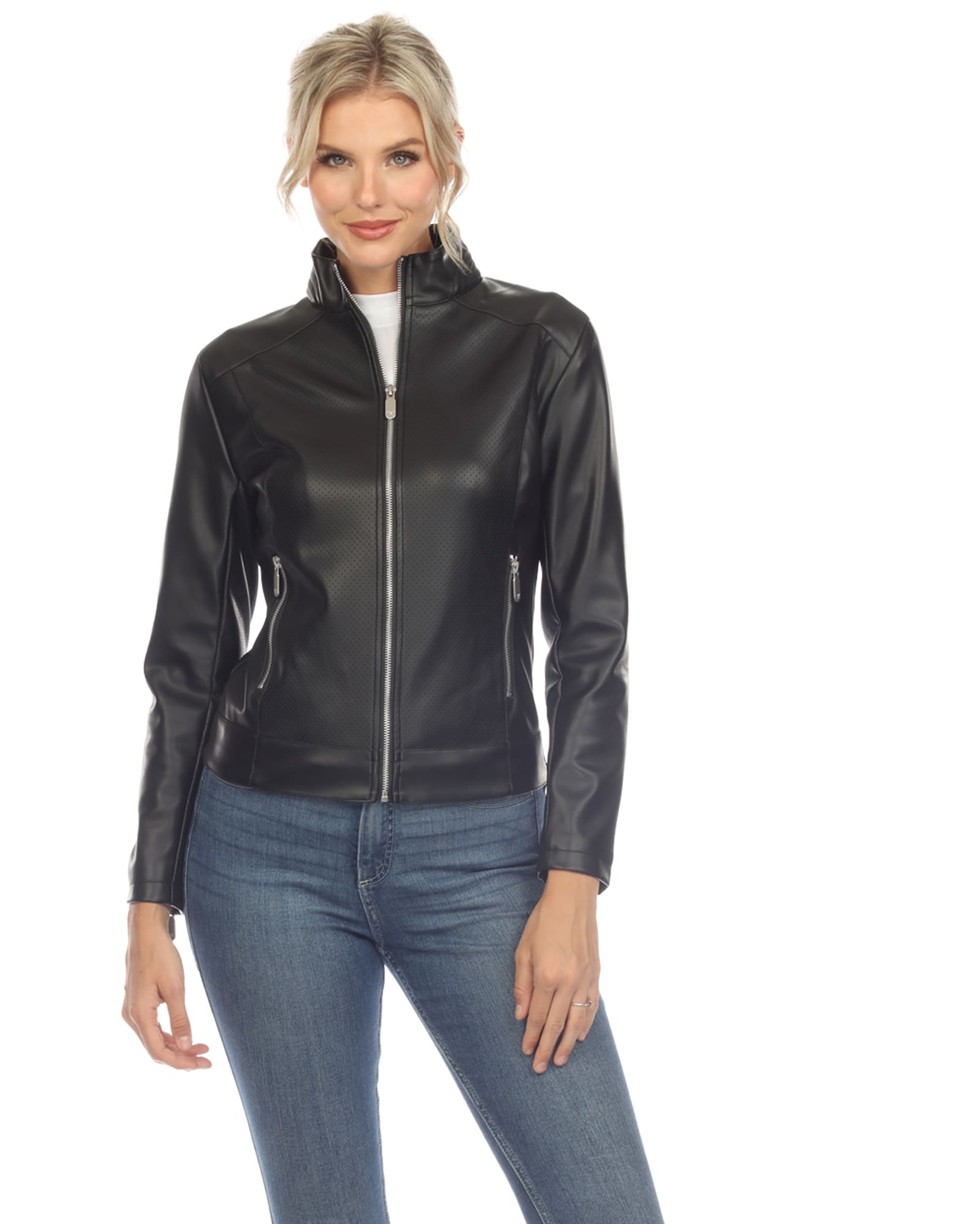 Women's Classic Biker Faux Leather Jacket | Black