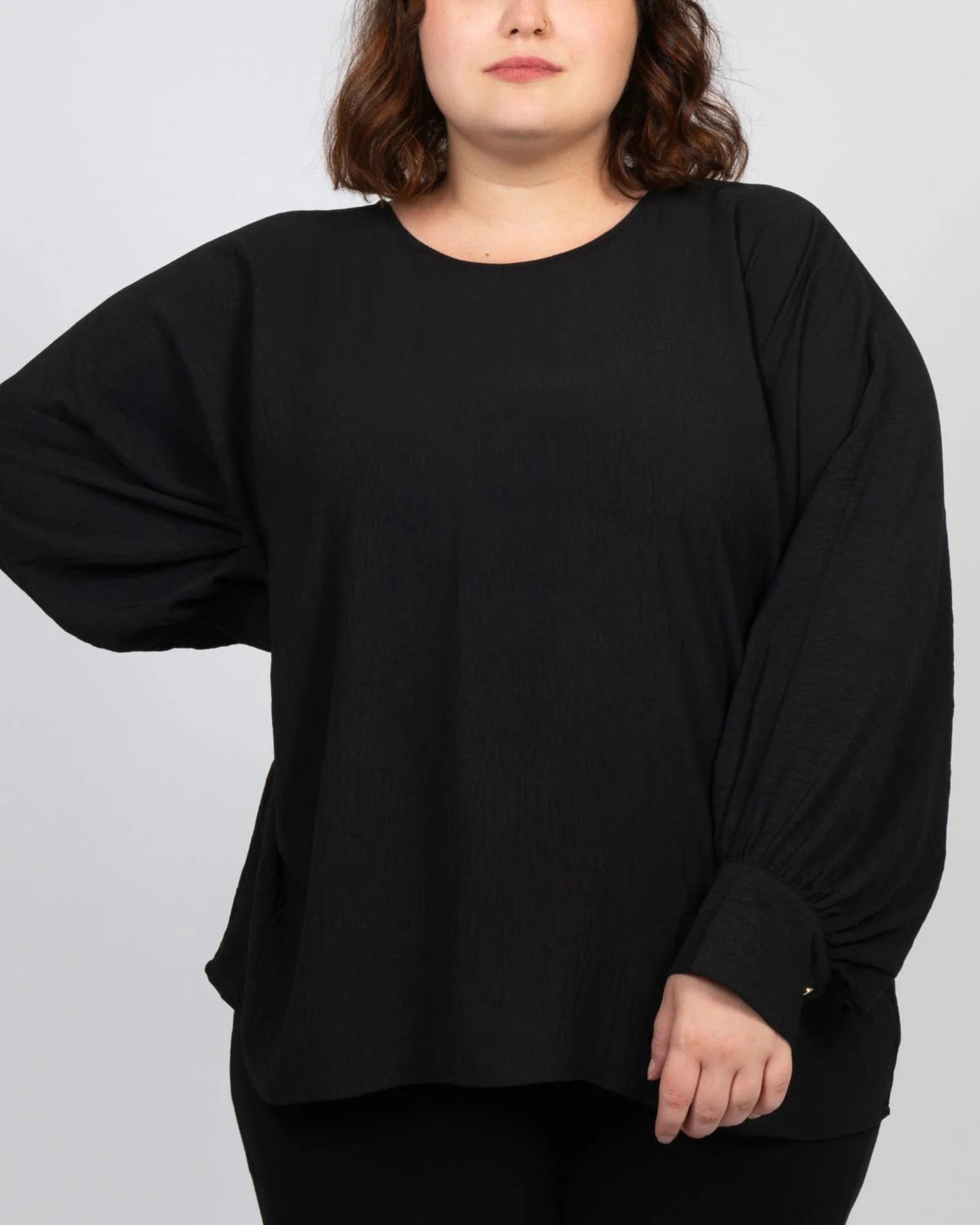 Eloise Oversized Blouse Long Sleeves Solid | Black