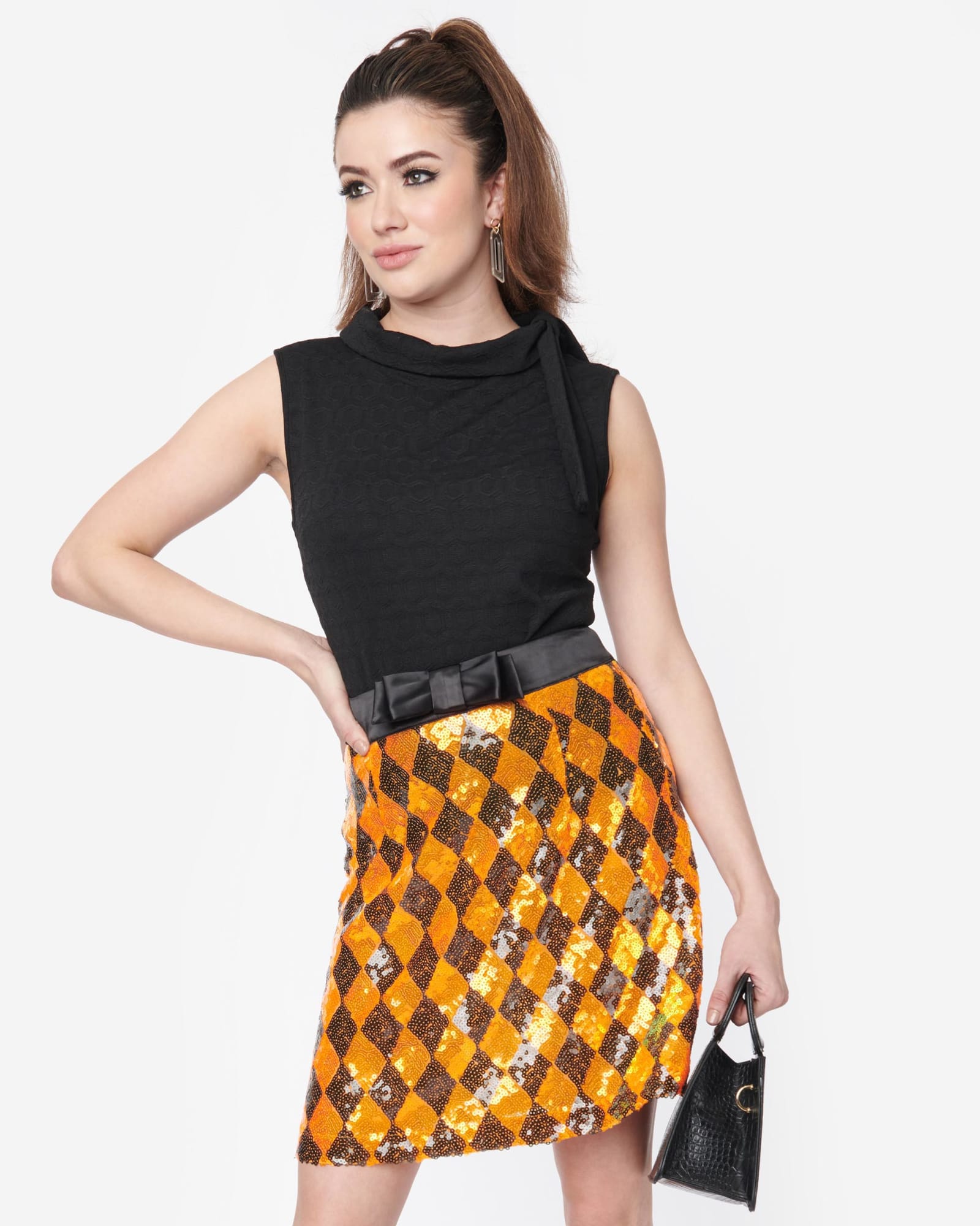 Smak Parlour Orange Sequin Mod Skirt | Orange