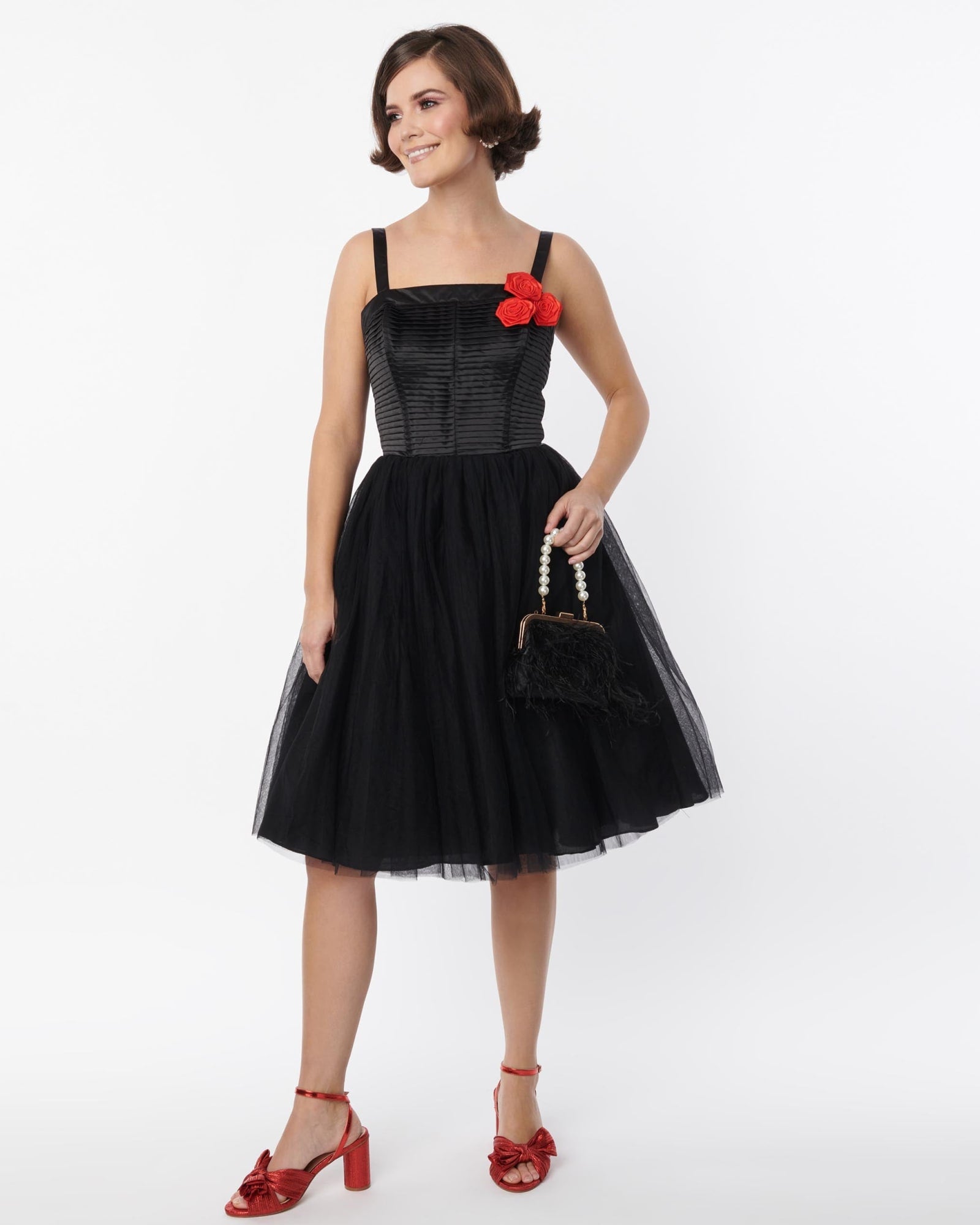 Unique Vintage Black Tulle Swing Dress | Black