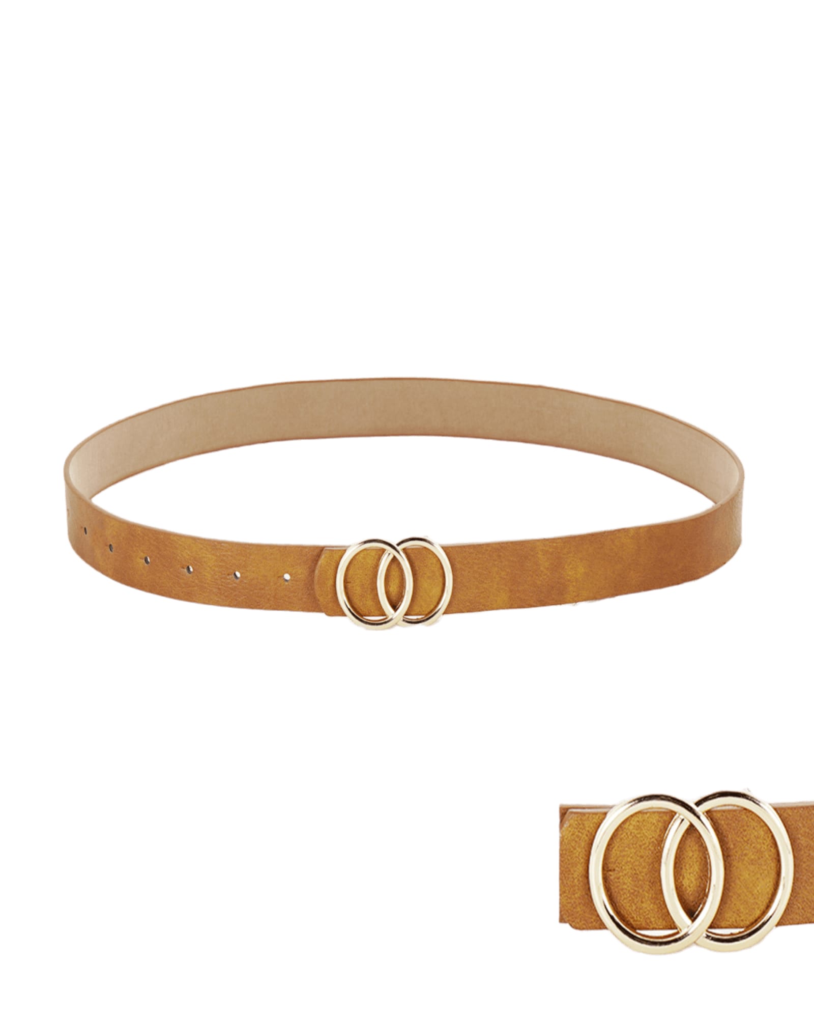 Double Circle Buckle Belt Brown | BROWN