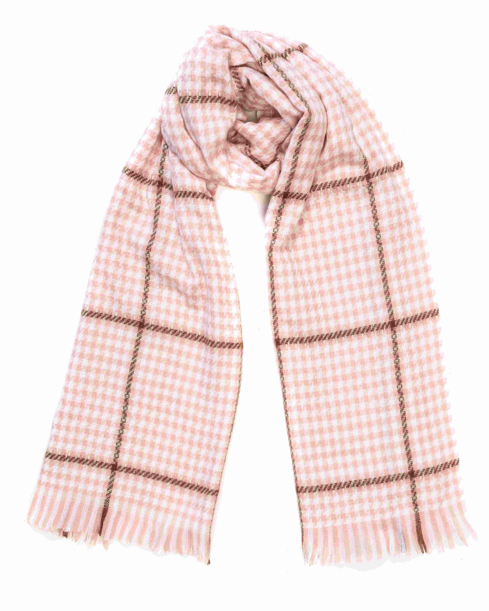 Mixed Patten Soft Tweed Scarves Pink | PINK