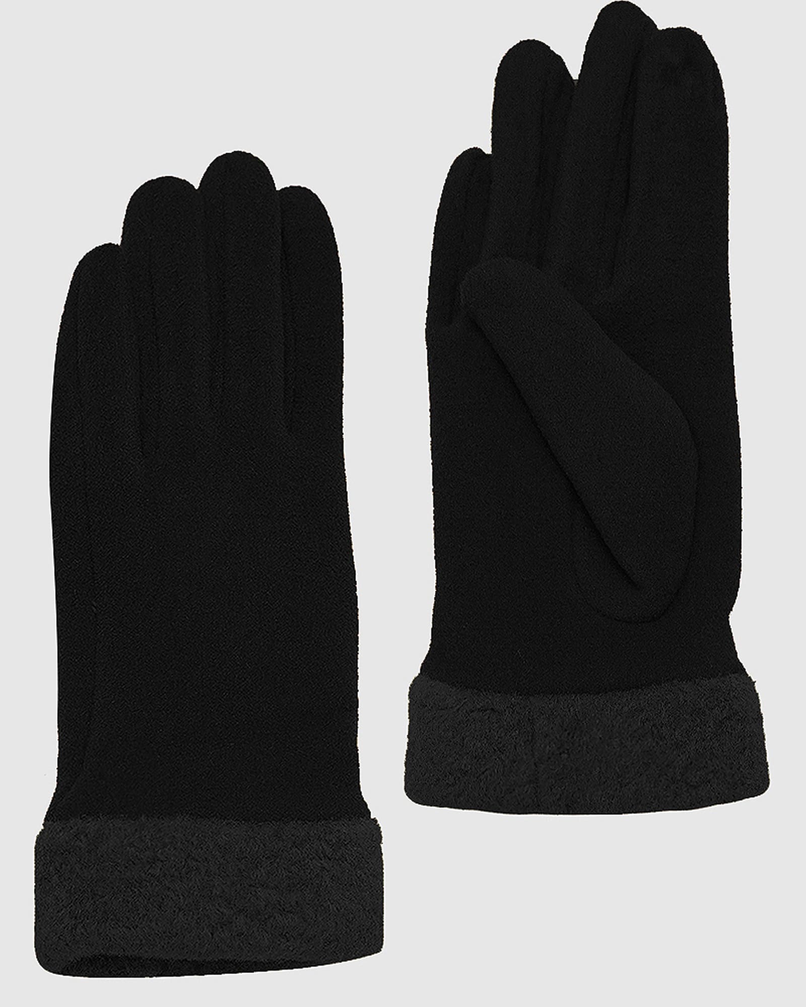 Cozy And Stylish Plush Touch Sensitive Winter Gloves Black | BLACK