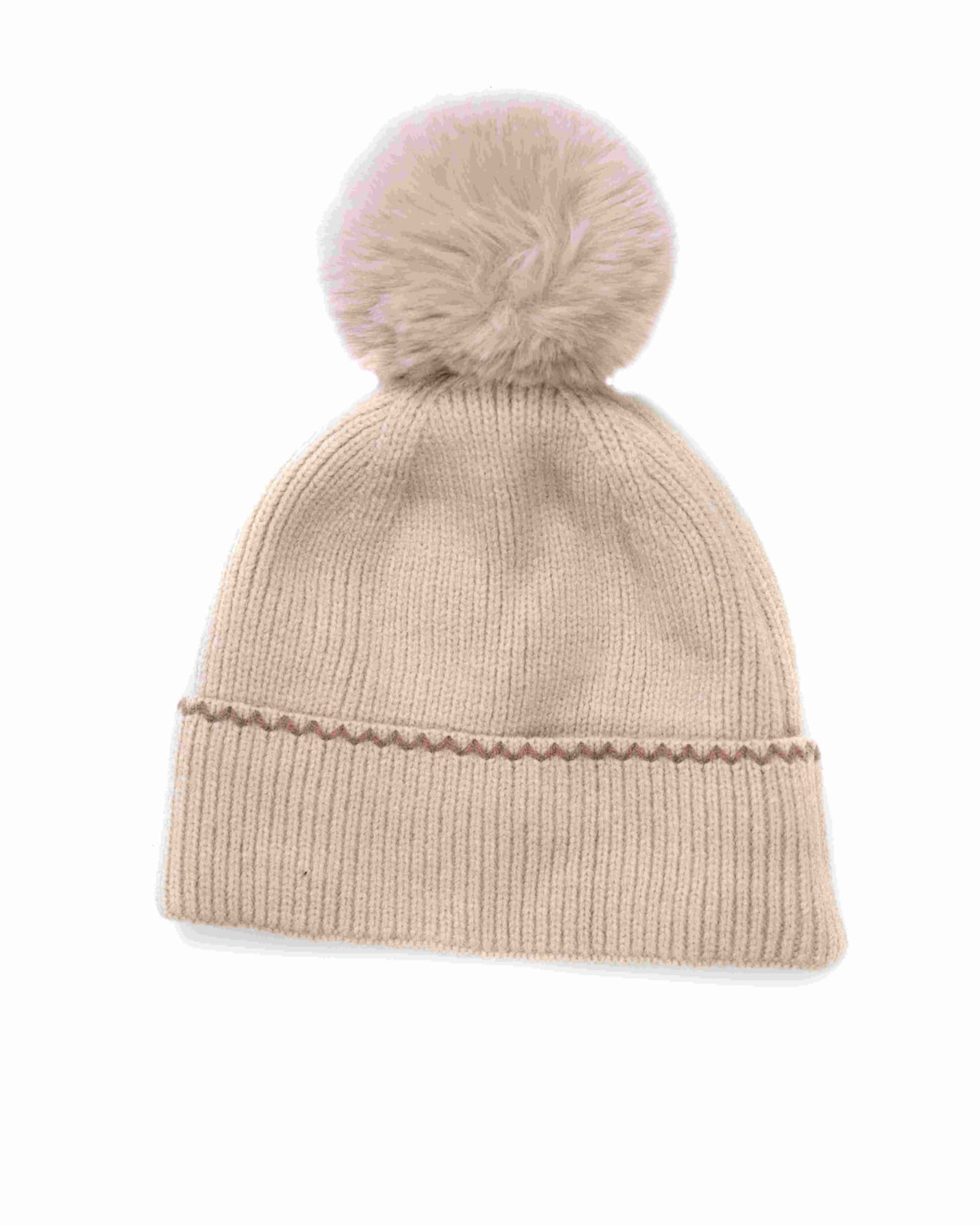 Warm Winter Hat Knitted Pompom Hat Ivory | IVORY