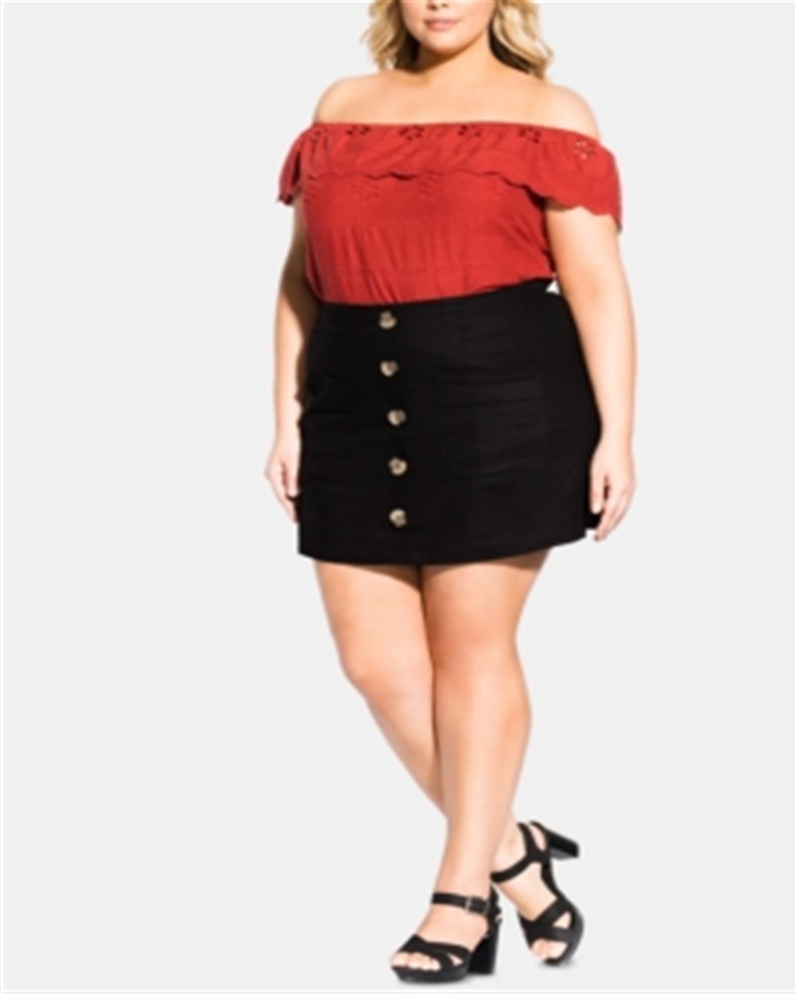 City Chic Women's Plus Linen Mini Skirt Black Size XS | Black