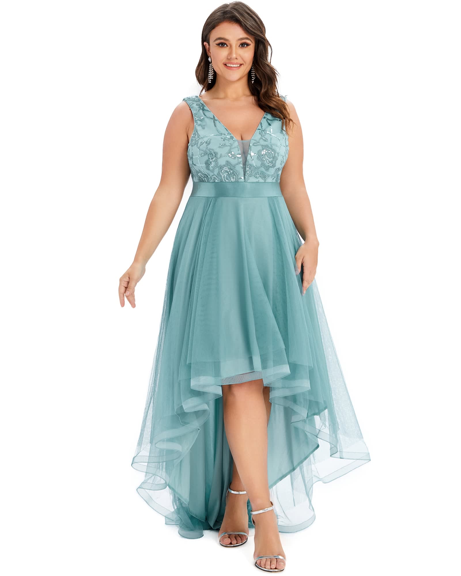 Plus Size Dusty Blue Bridesmaid Dresses