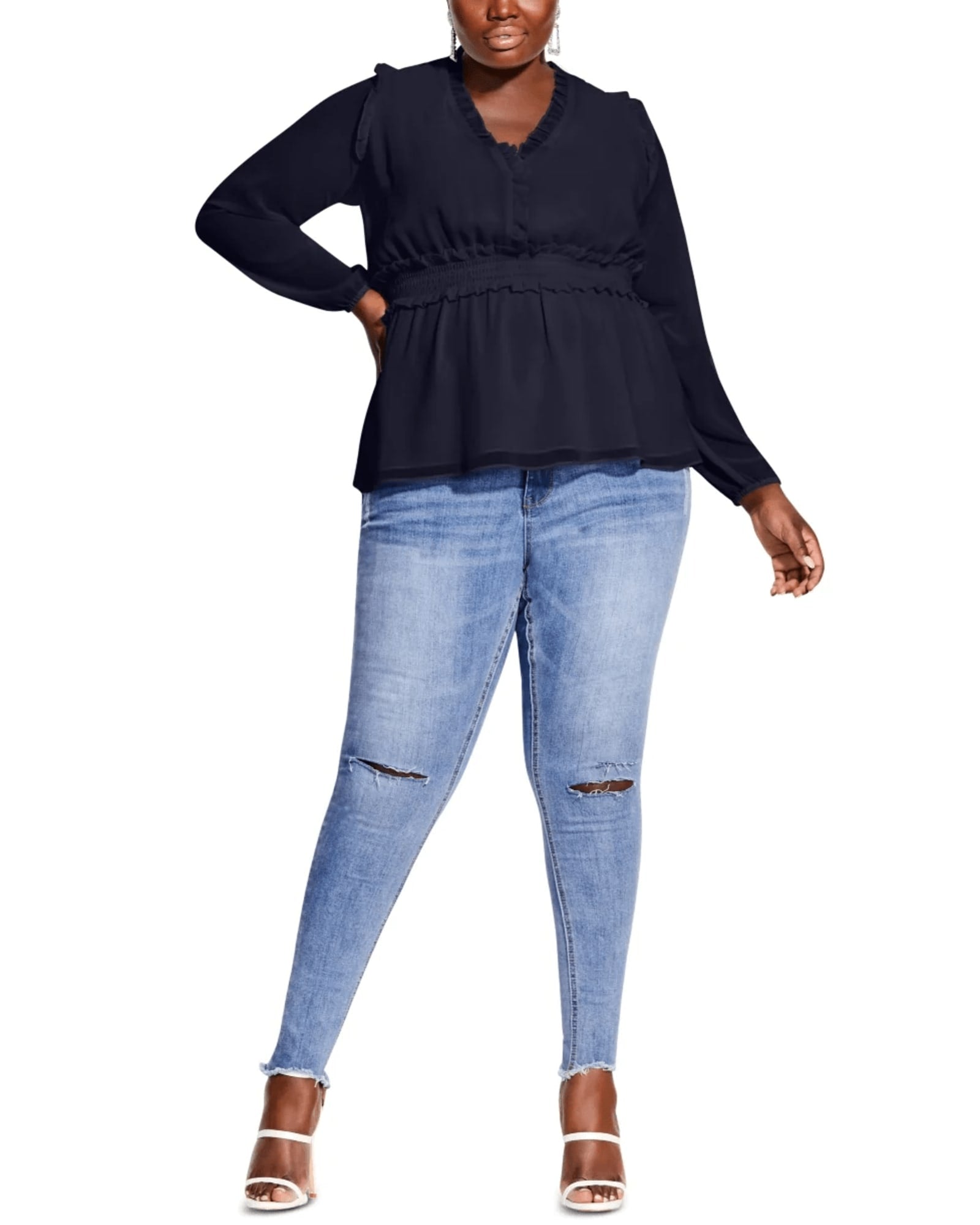 Navy Blue Tops For Plus Size Women