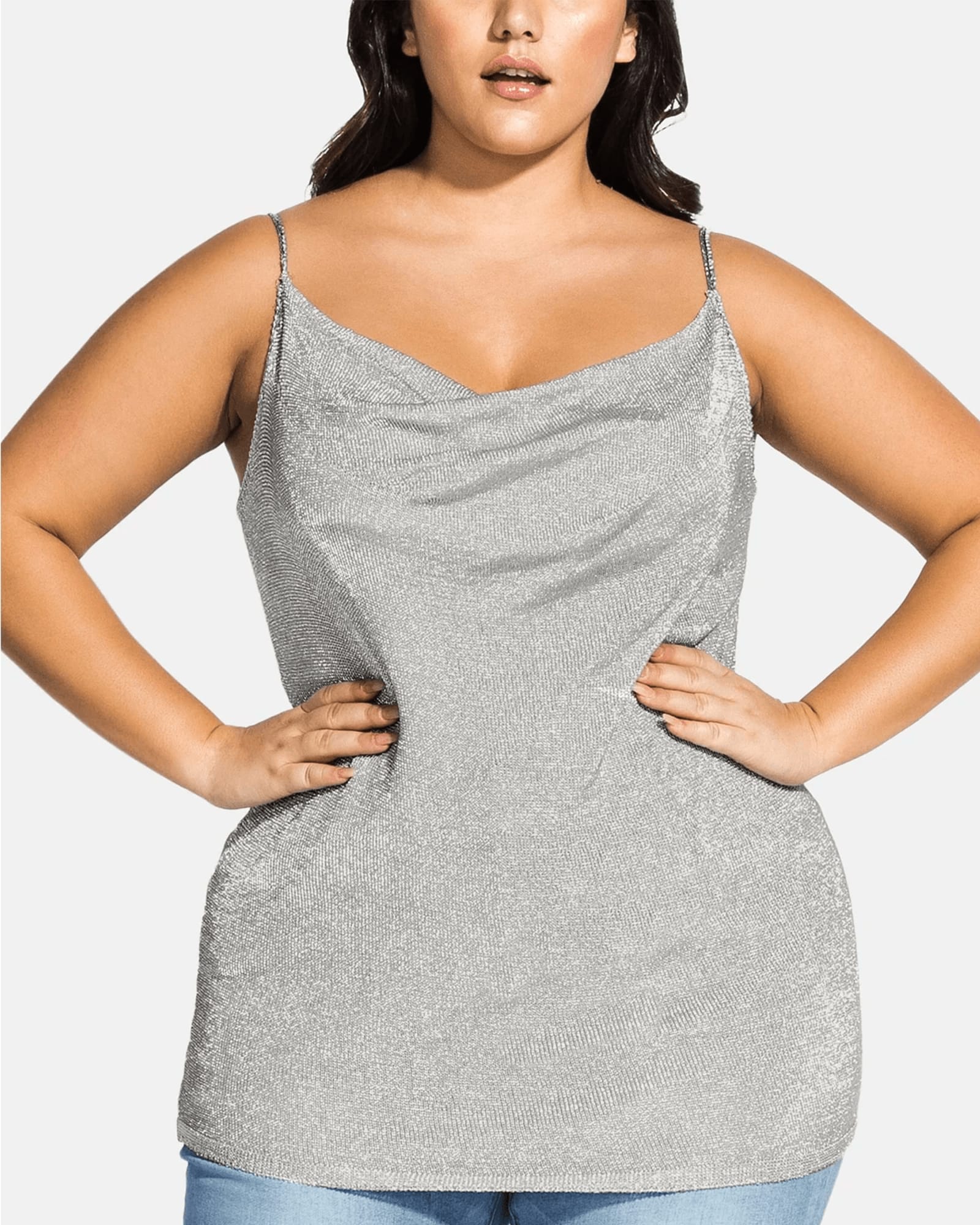 City Chic Women's Trendy Plus Size Cowlneck Top Gray Size 24W | Gray