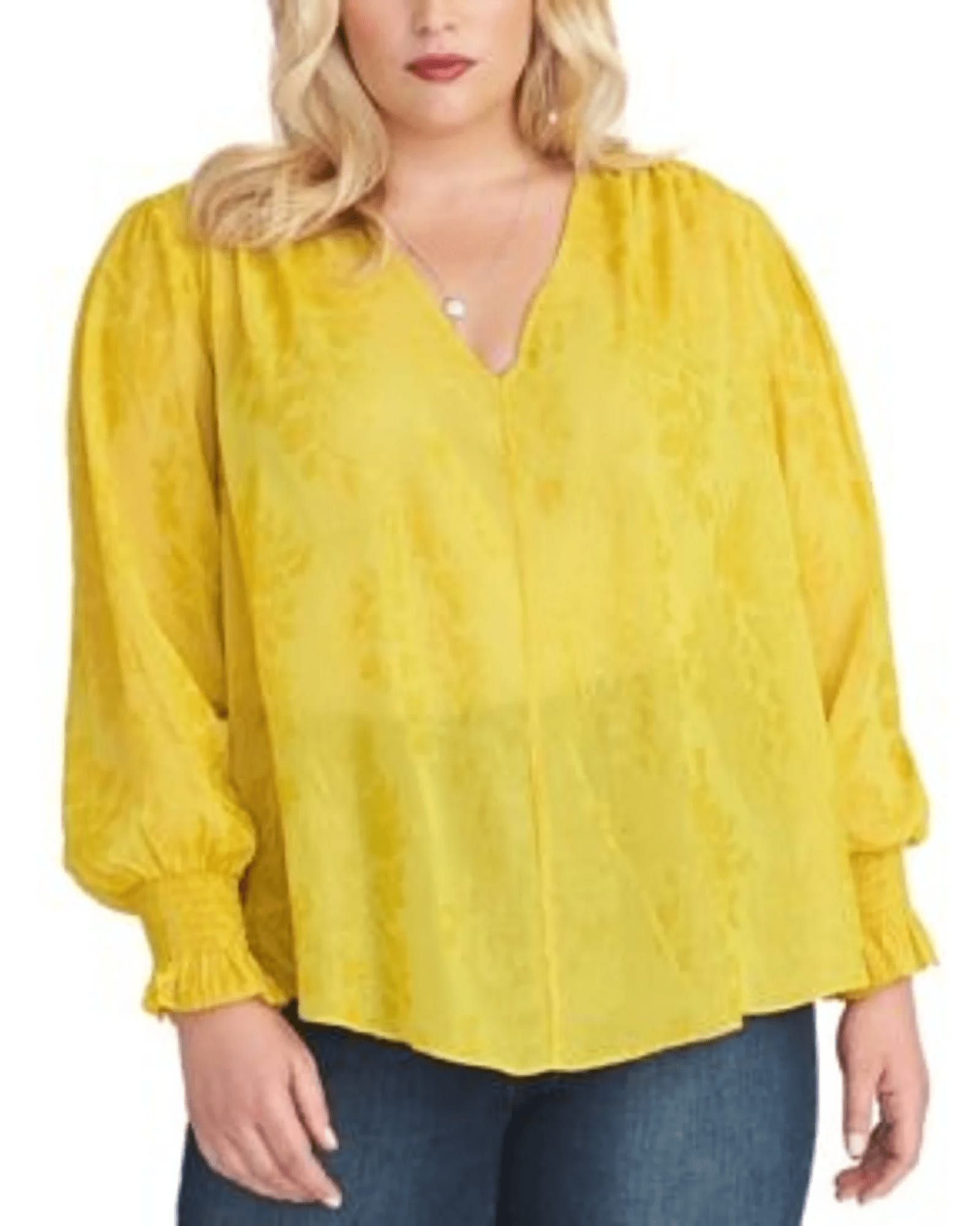 Rachel Rachel Roy Women's Plus Size Lulu Blouse Yellow Size 0X | Yellow