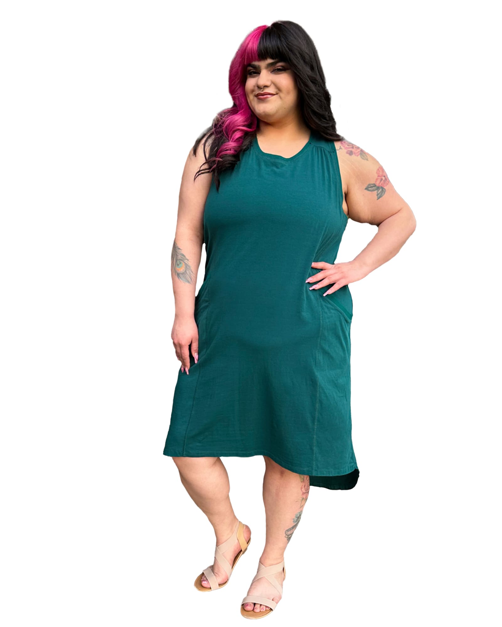 Hi-Lo Jersey Tank Dress | Forest Green