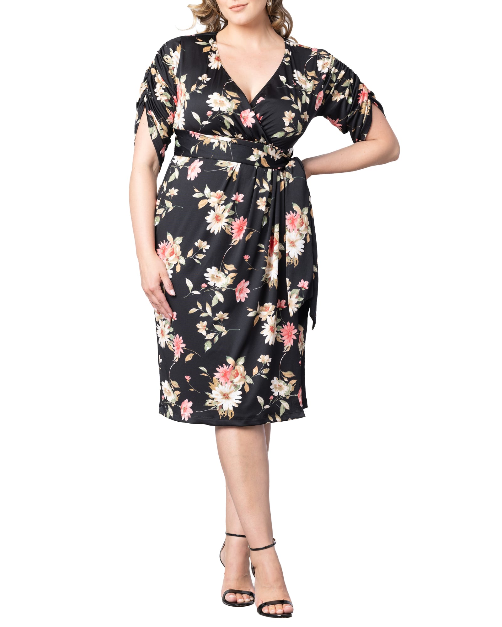 Plus Size Floral Belted Dress