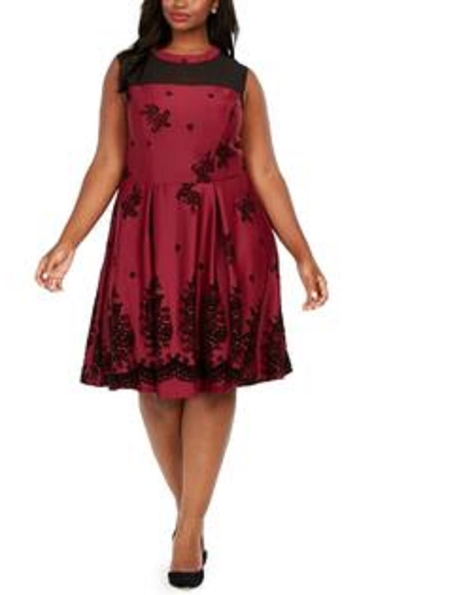 Love Squared Women's Trendy Plus Size Flocked-Velvet Fit & Flare Dress Purple Size 2X | Purple