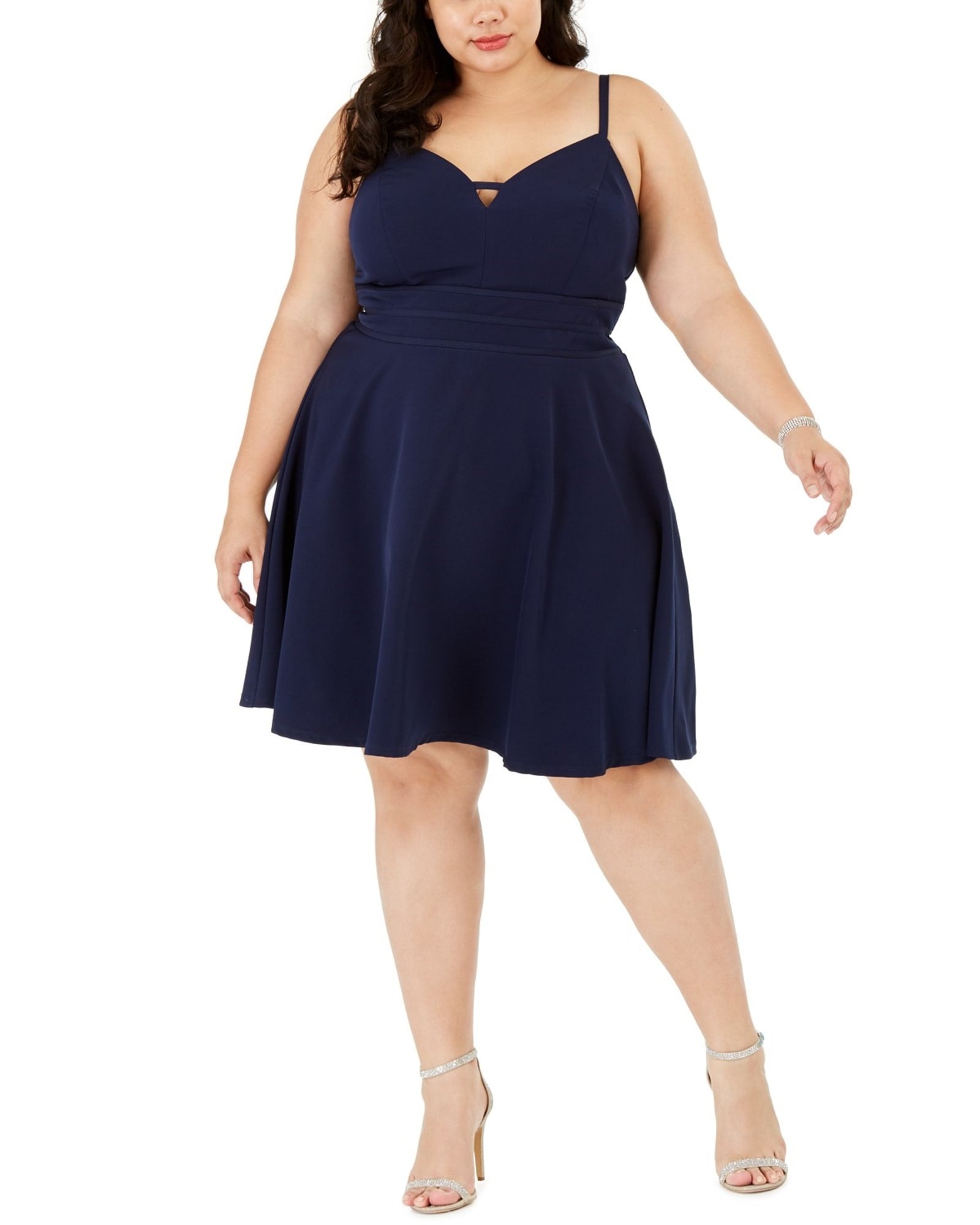 City Studios Women's Plus Size Trendy Sweetheart Dress Navy Size 20W | Blue