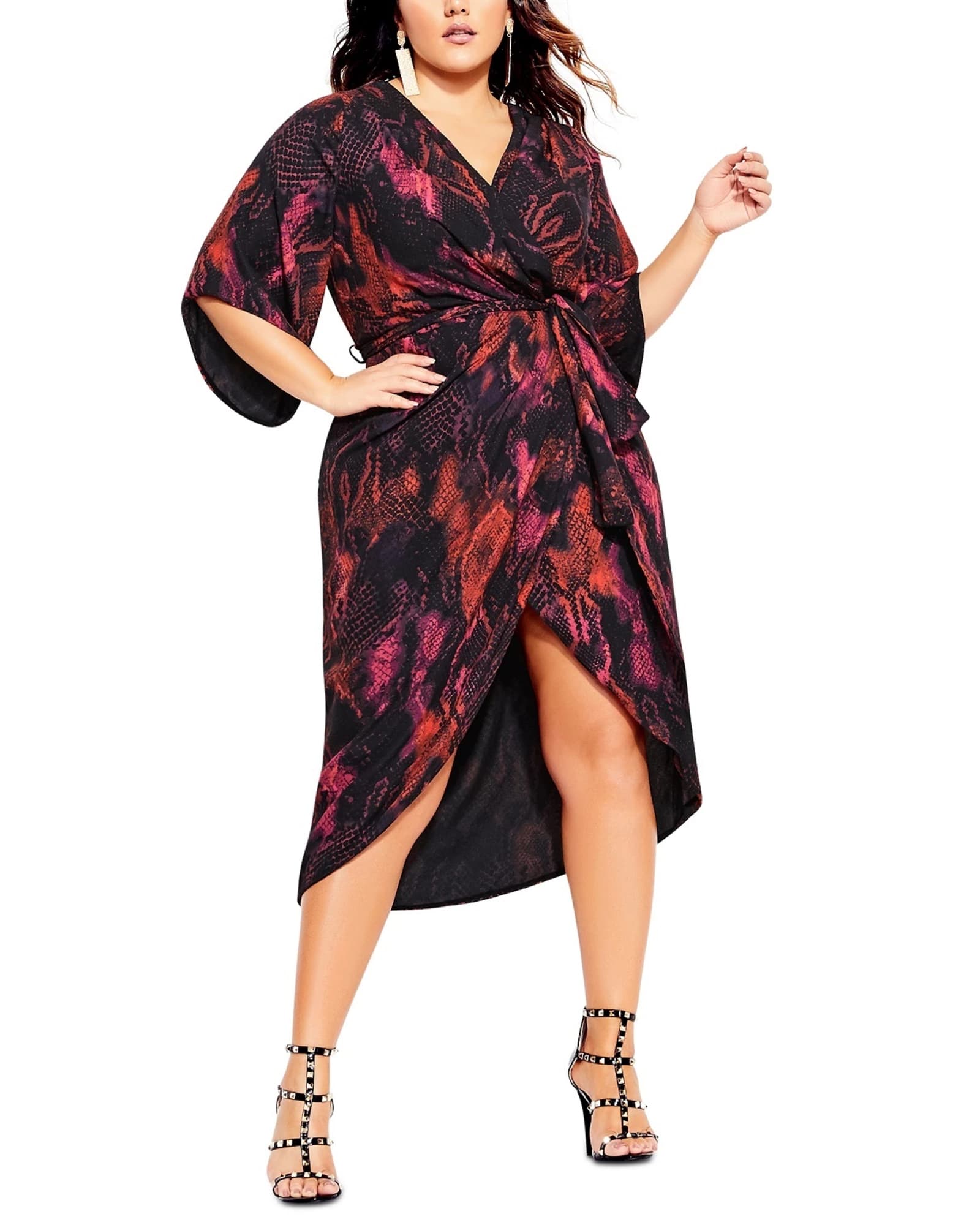 City Chic  Women's Plus Size Cute Girl Elbow Sleeve Dress - Plum