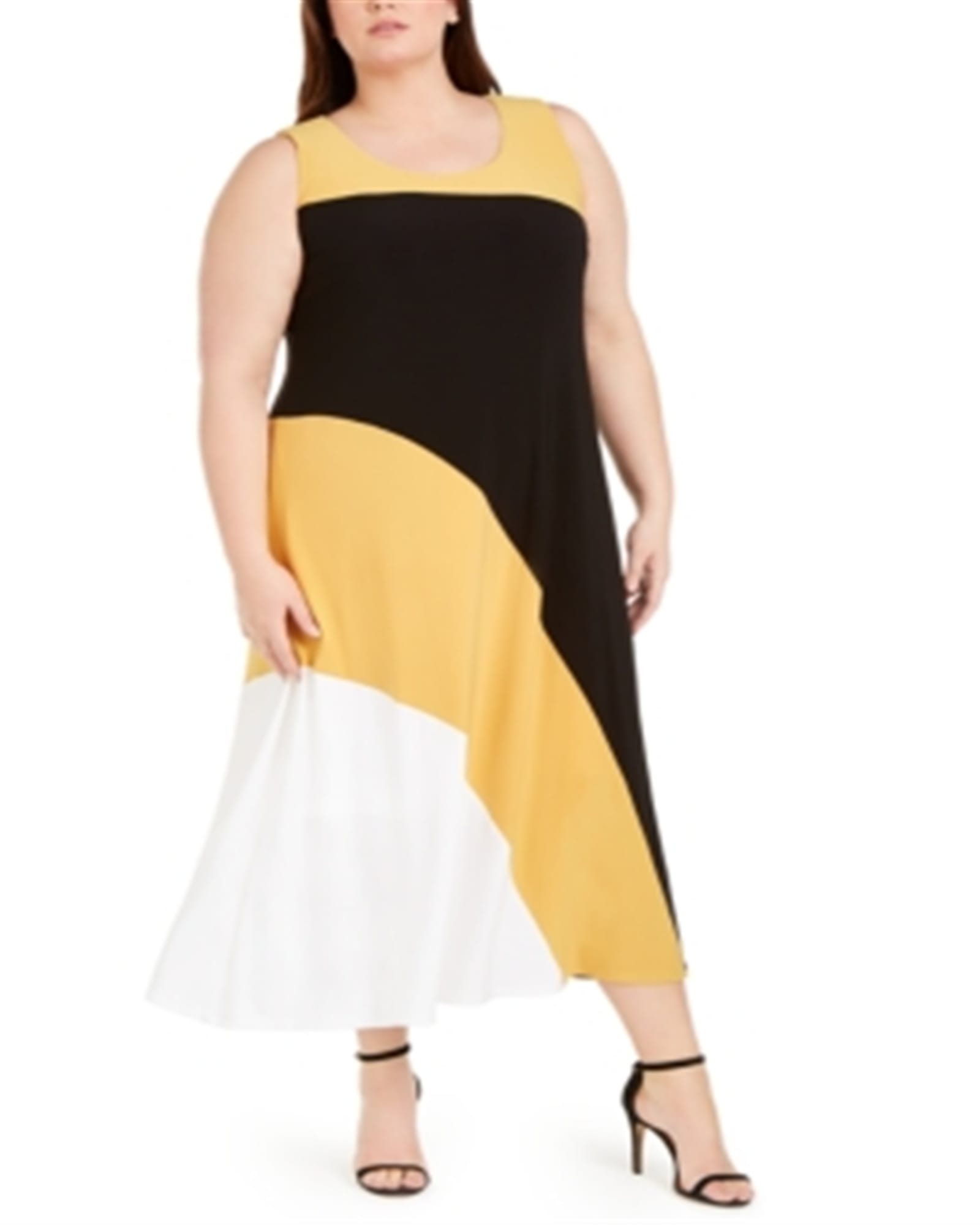 Calvin Klein Plus Size Colorblocked Maxi Dress Yellow Size 3X | Yellow