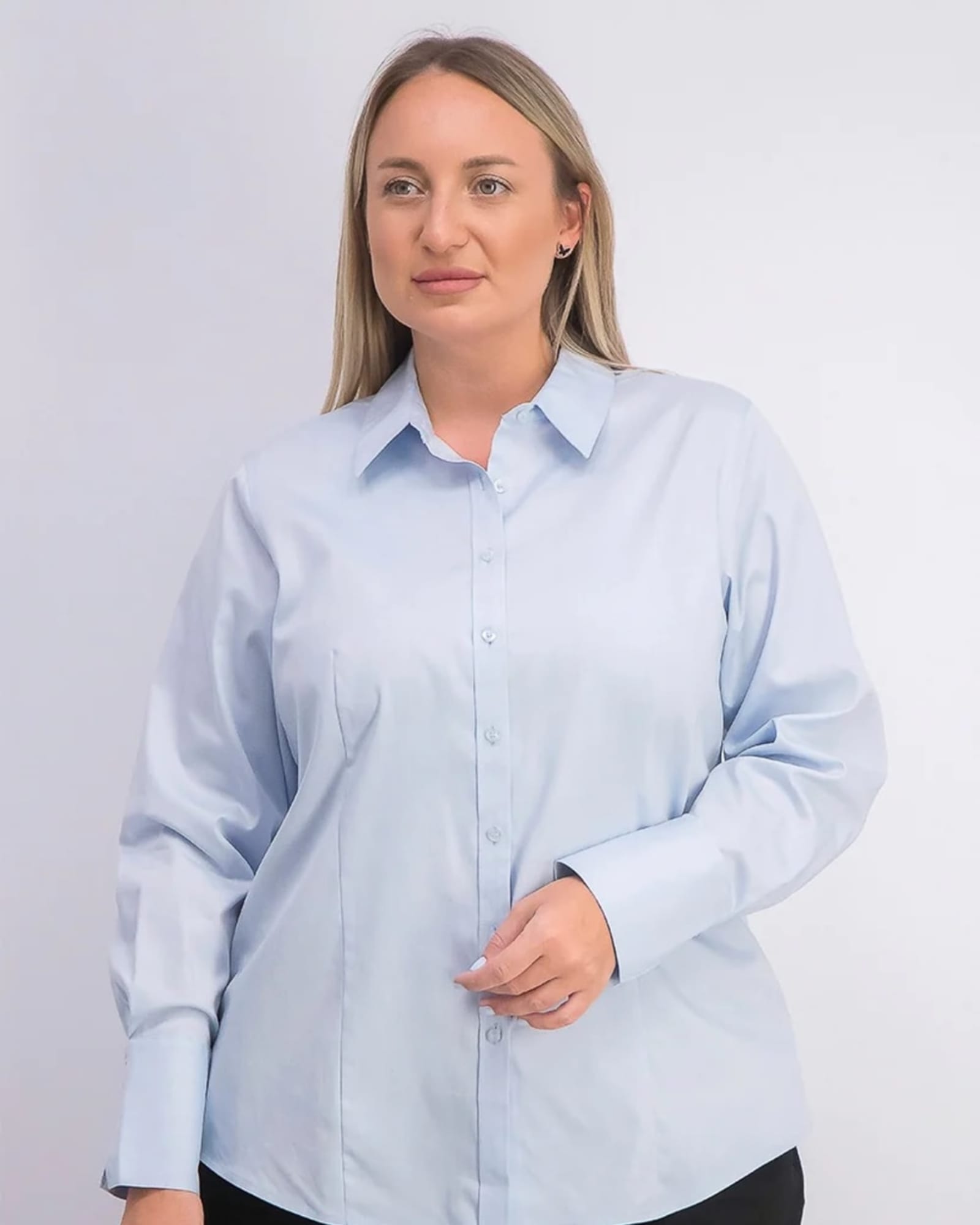 Calvin Klein Women's Plus Size Cotton Collared Shirt Blue Size 14W | Blue