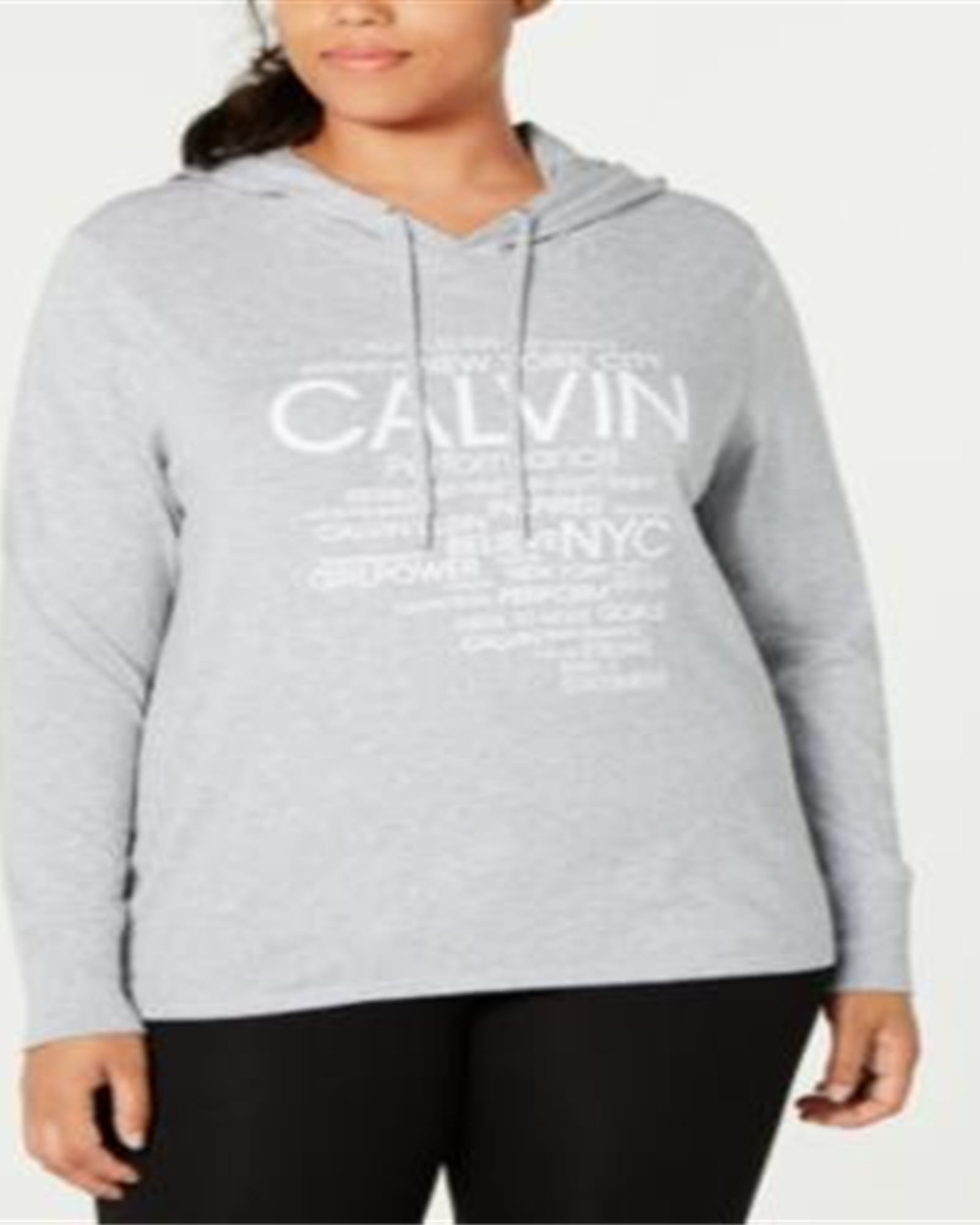 Calvin Klein Women's Performance Plus Logo Hoodie T-Shirt Grey Size 1X | Gray