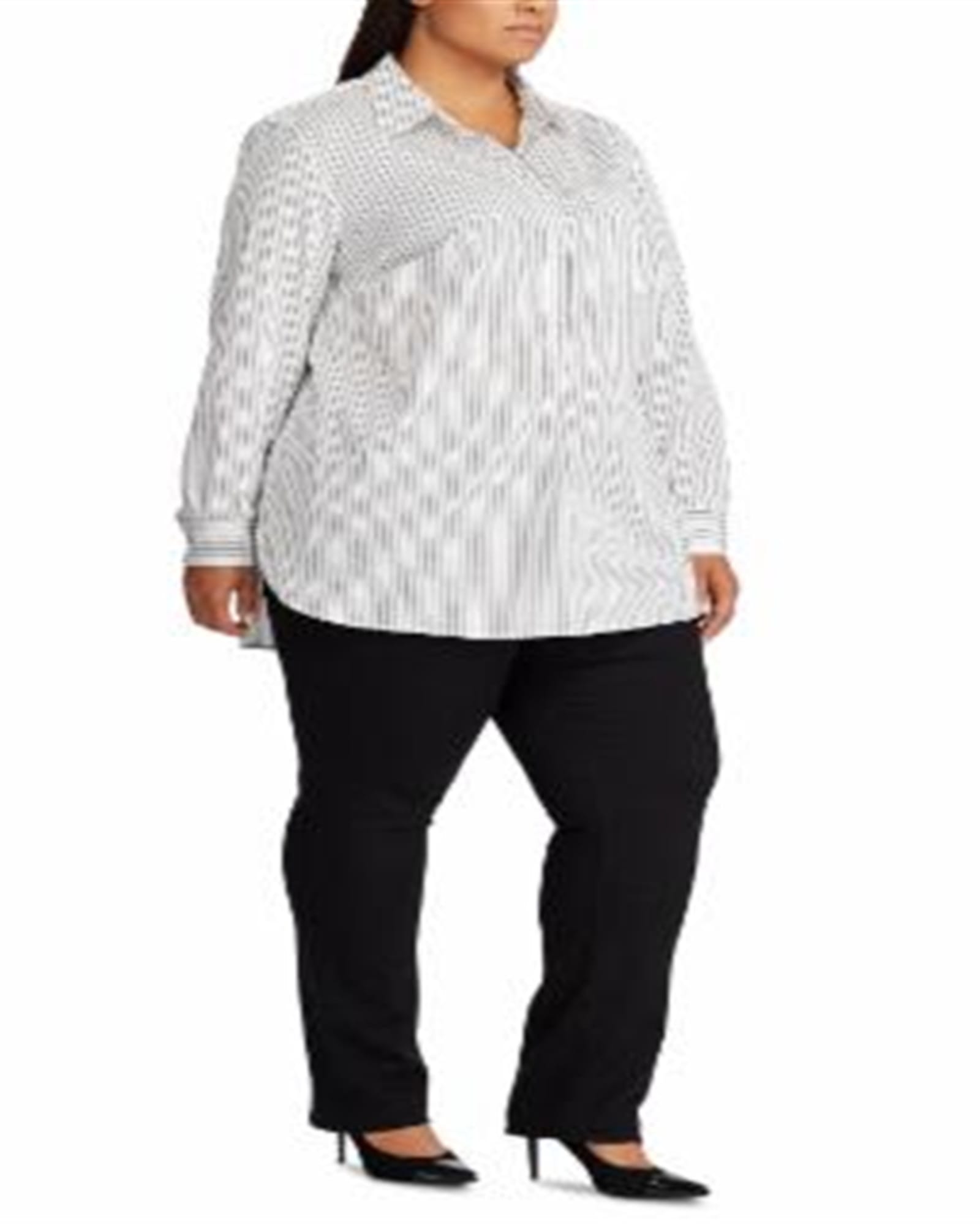 Ralph Lauren Women's Plus Box Pleated Cotton Shirt White Size XL | White