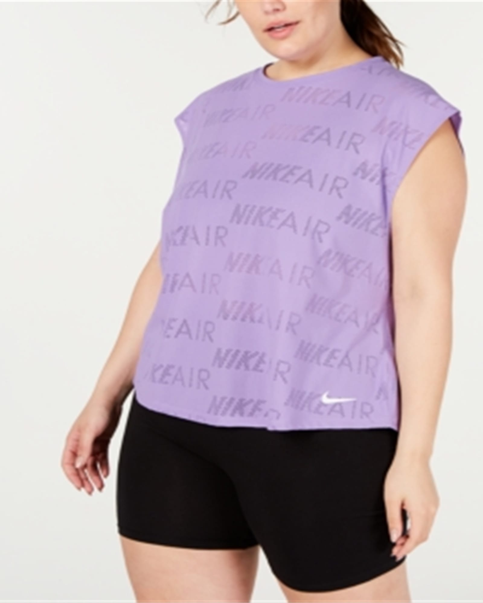 Nike Women's Plus Air Logo Print T-Shirt Purple Size X-Large | Purple