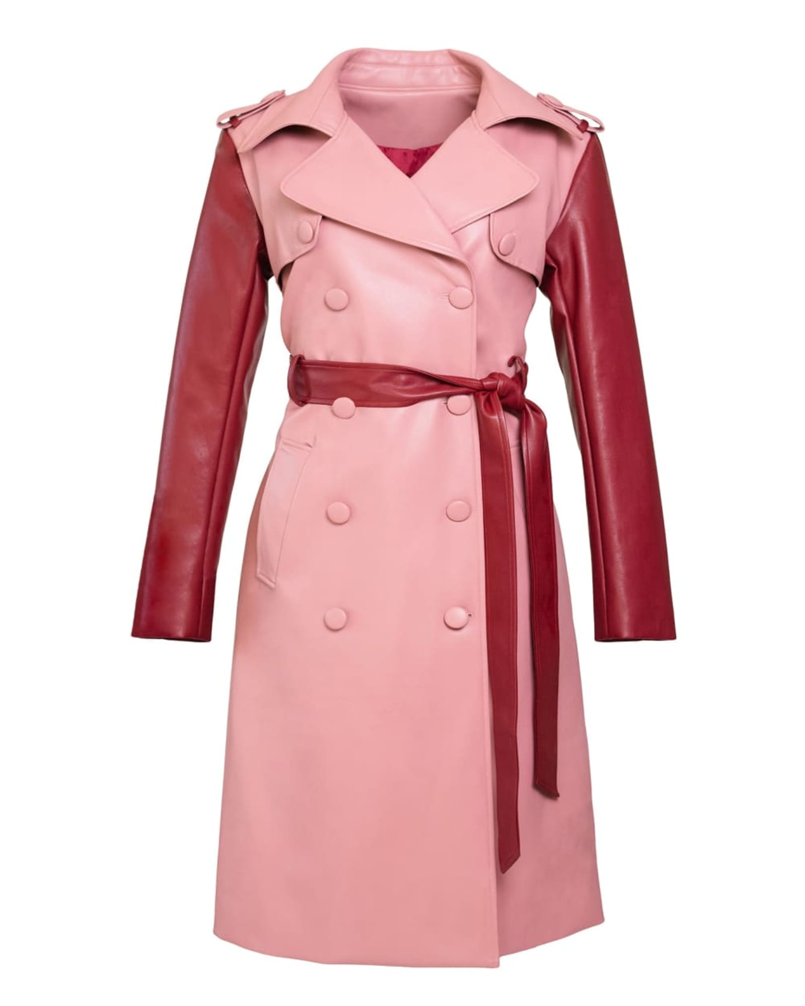 Two Tone Pink Trench Coat | Burgundy