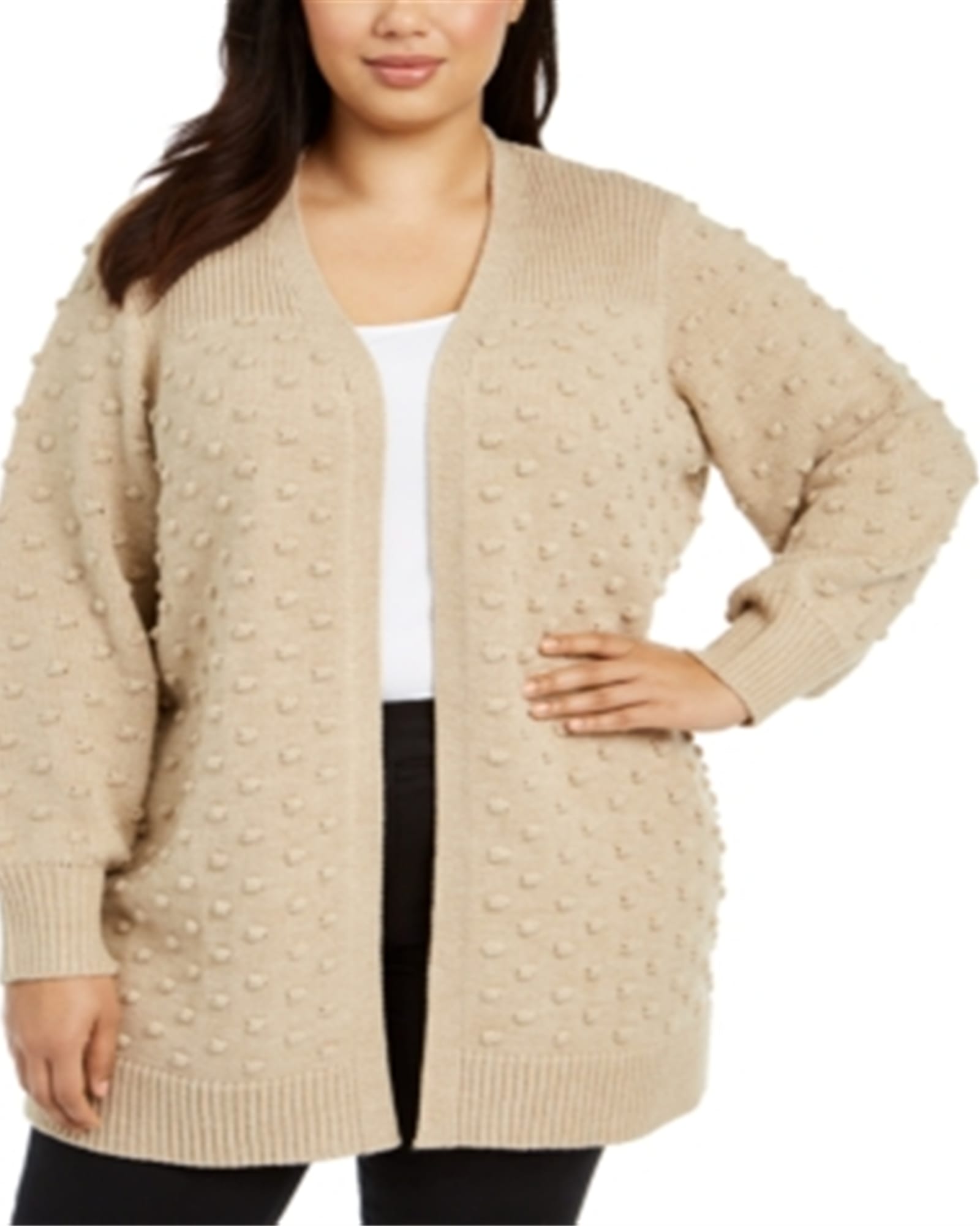 Calvin Klein Women's Plus Popcorn Cardigan Sweater Brown Size 0X | Brown