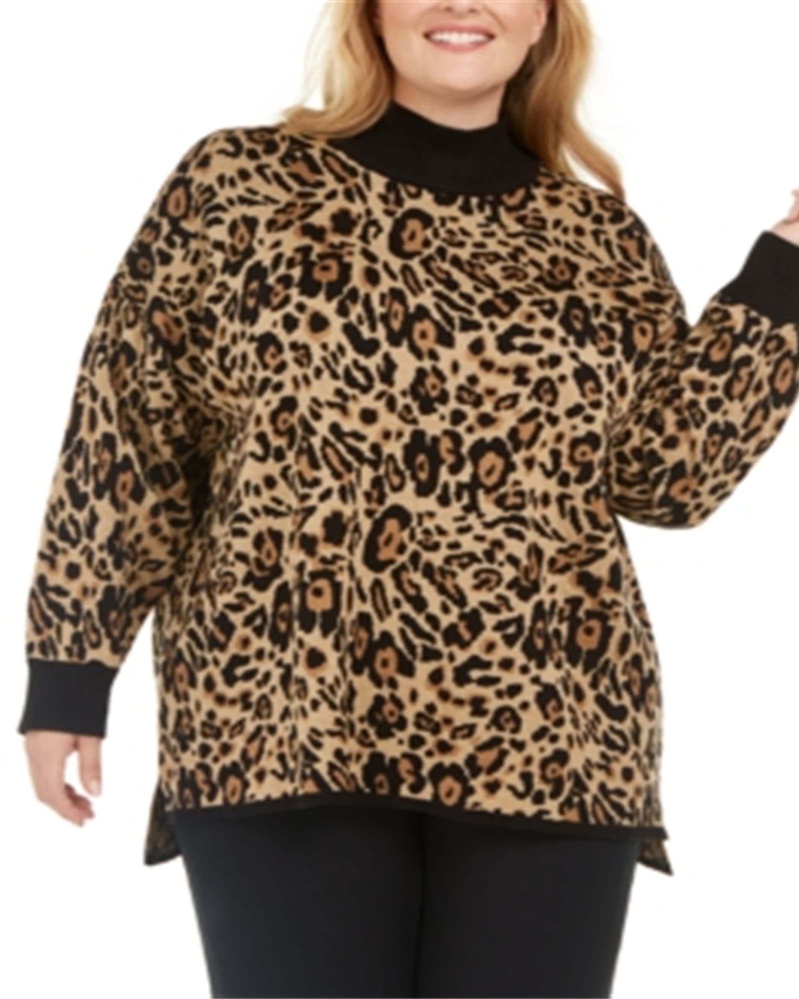 Calvin Klein Women's Plus Animal Print Pullover Sweater Yellow Size 0X | Yellow