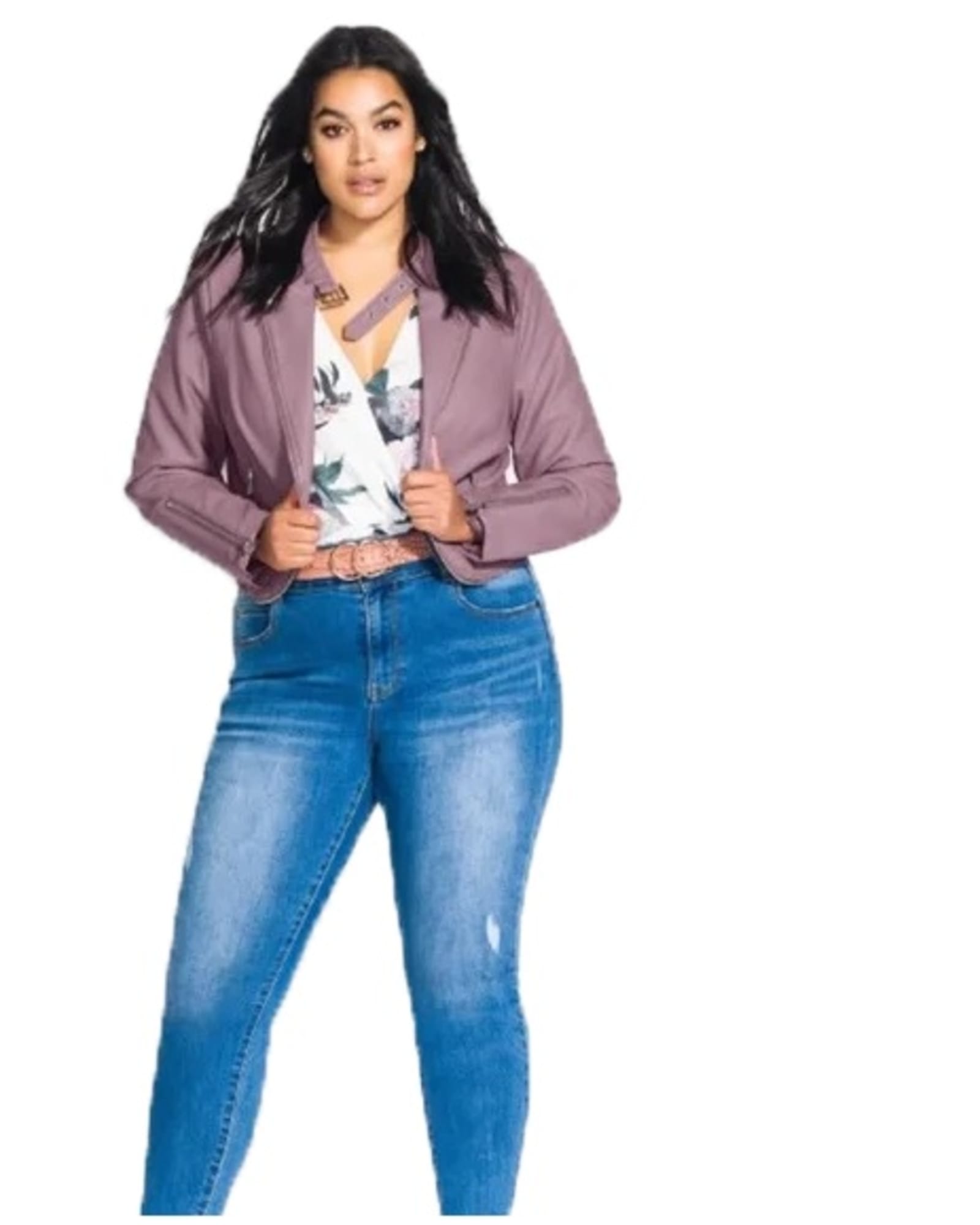 Plus size cropped moto on sale jacket