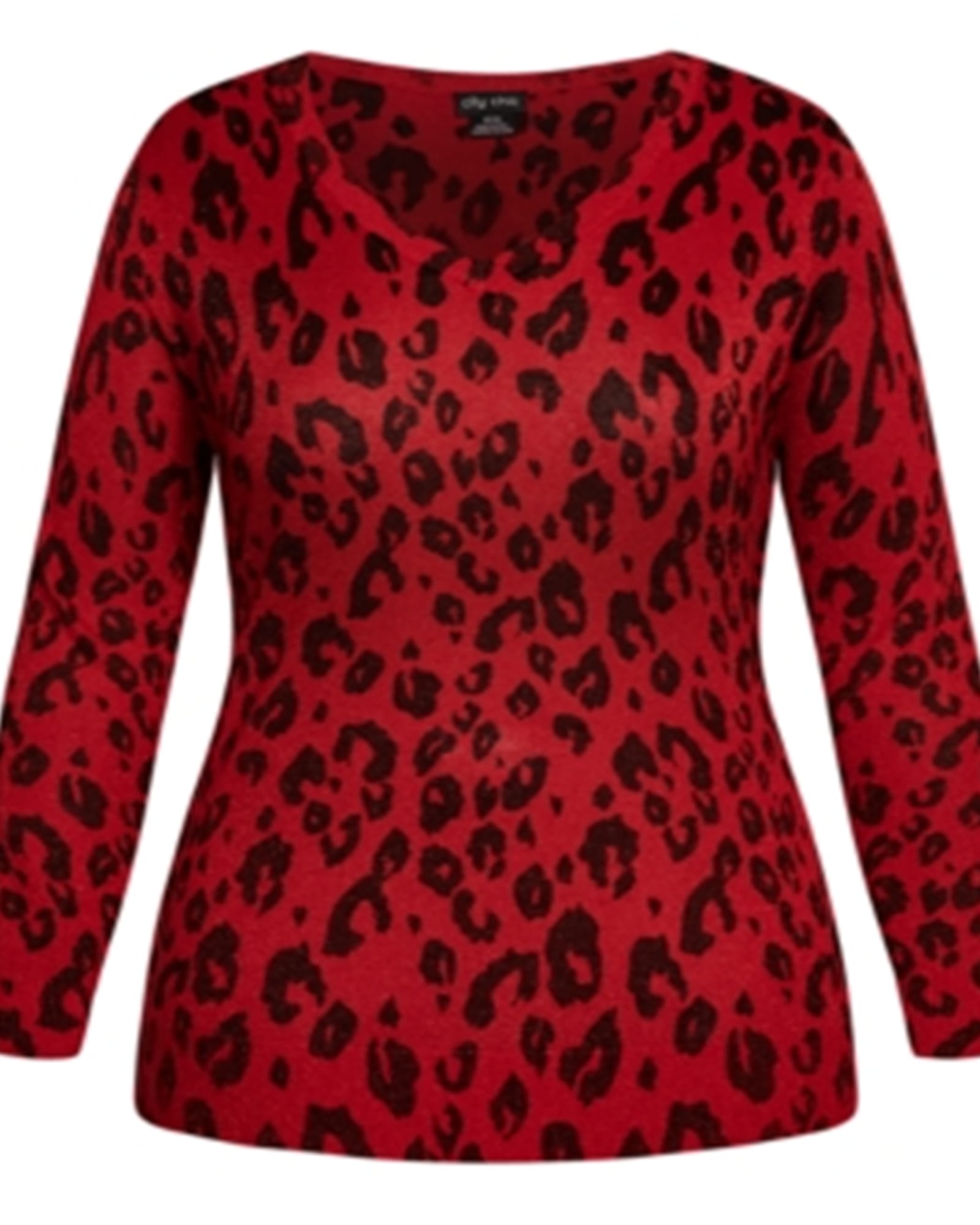 City Chic Women's Plus Trendy Leopard Print Sweater Red Size X-Small | Red