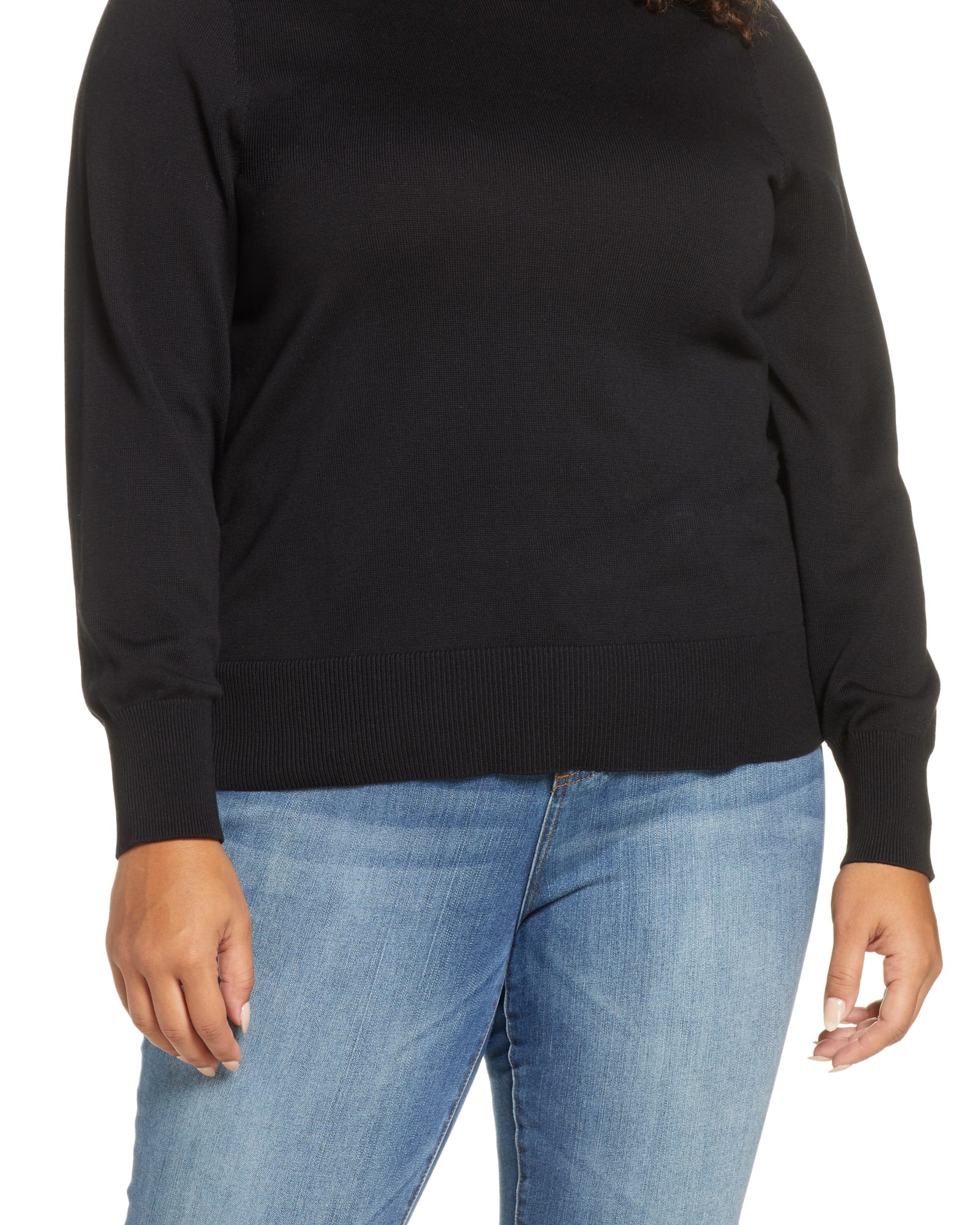 Michael Kors Women's Plus Side Snap Crewneck Sweater Black Size 1X | Black