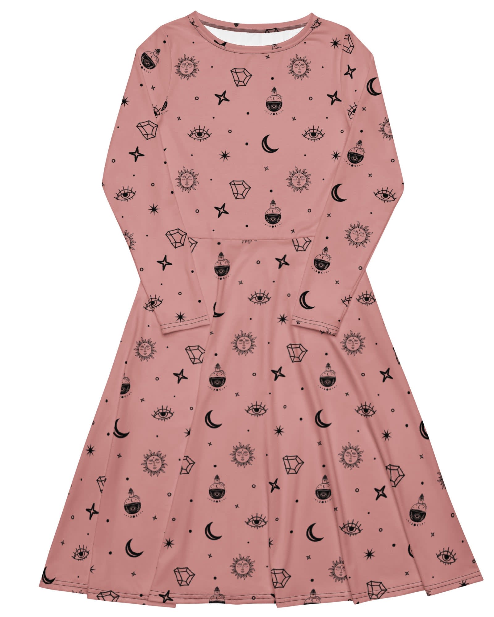 Cosmic Alchemy Long Sleeve Midi Dress | Pink